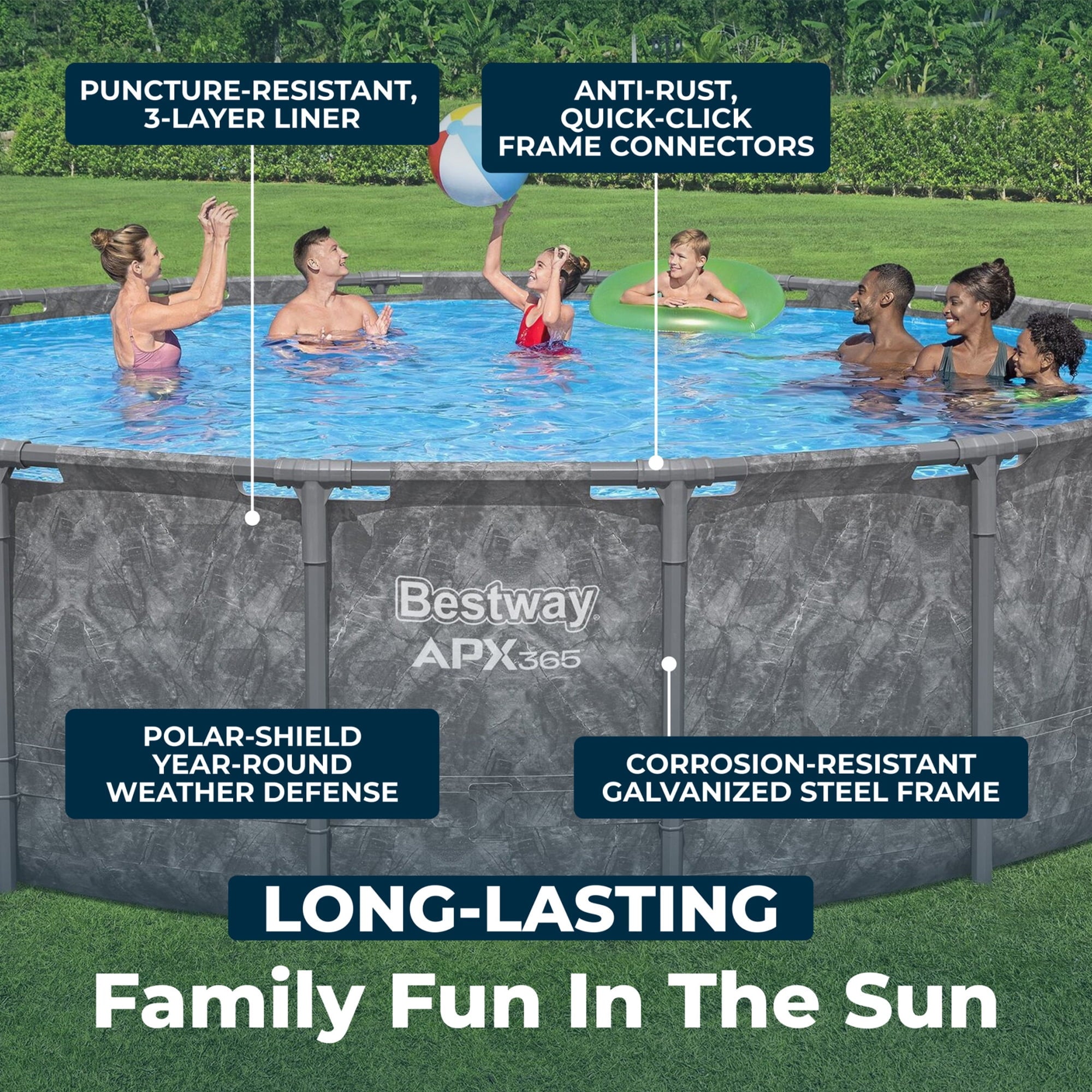 Bestway APX 365 18'x52 Metal Frame Above Ground Pool w/ Sand Filter Pump, Ladder & Cover