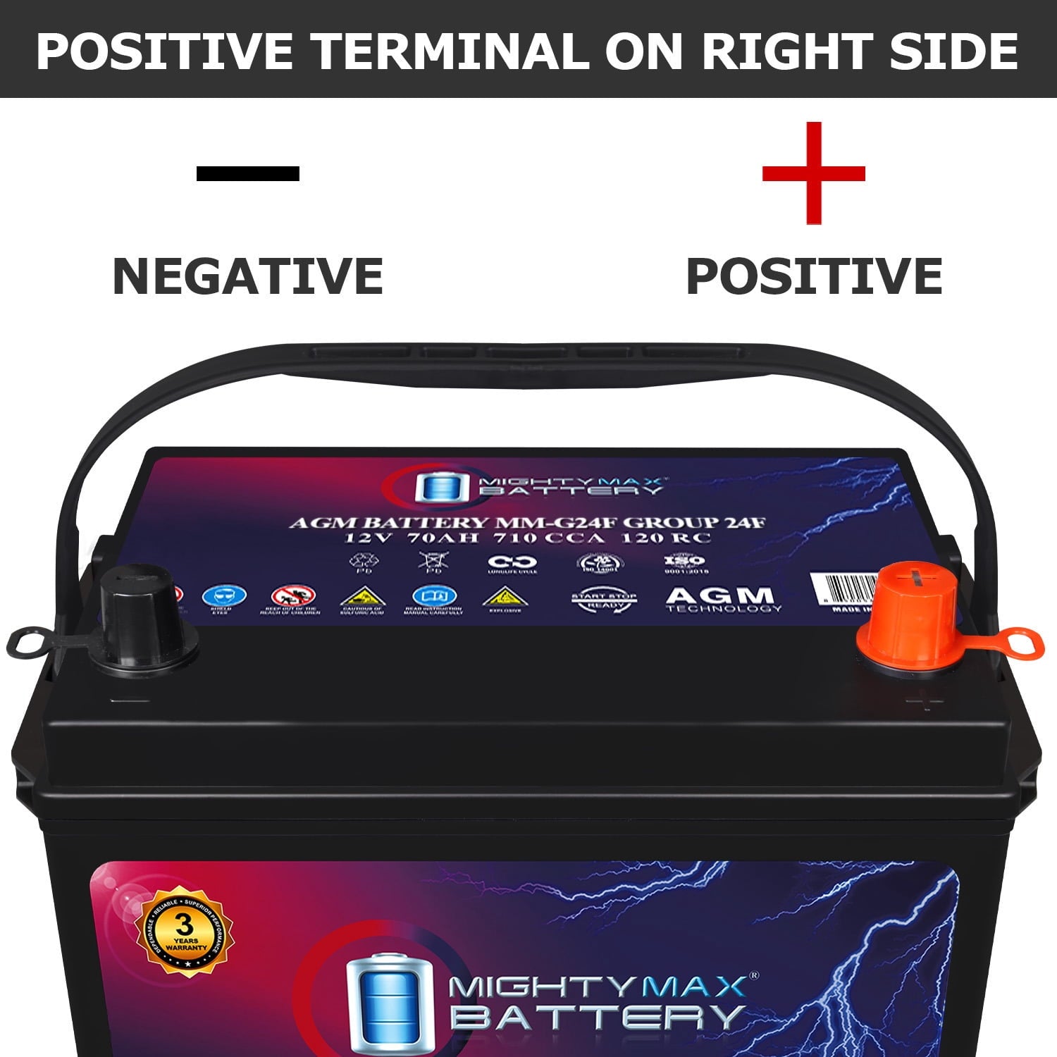 MM-H5 Start and Stop Car BCI Group Size 47 12V 60 AH, 100RC, 680 CCA Rechargeable AGM Car Battery