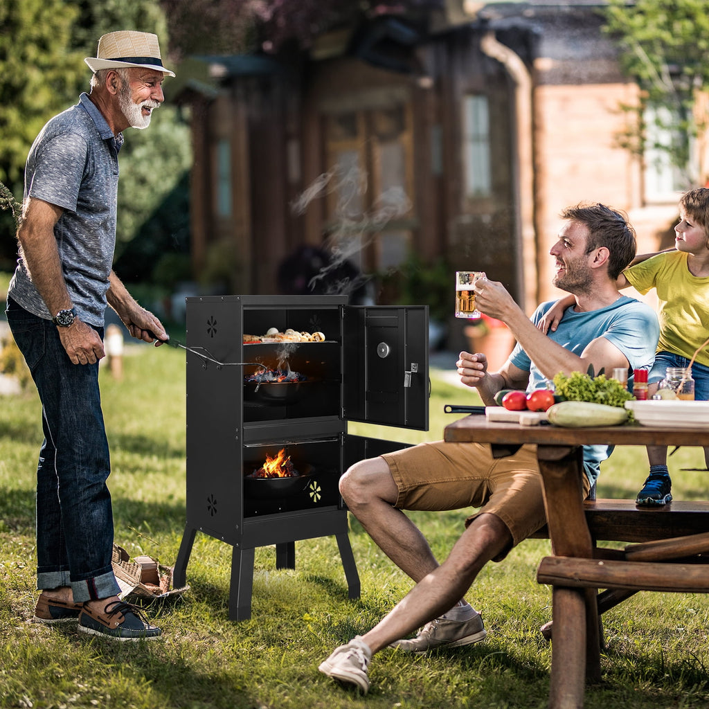 Zimtown Charcoal Grill BBQ Smoker Outdoor Barbecue Pit with 3 Levels Patio Backyard Black