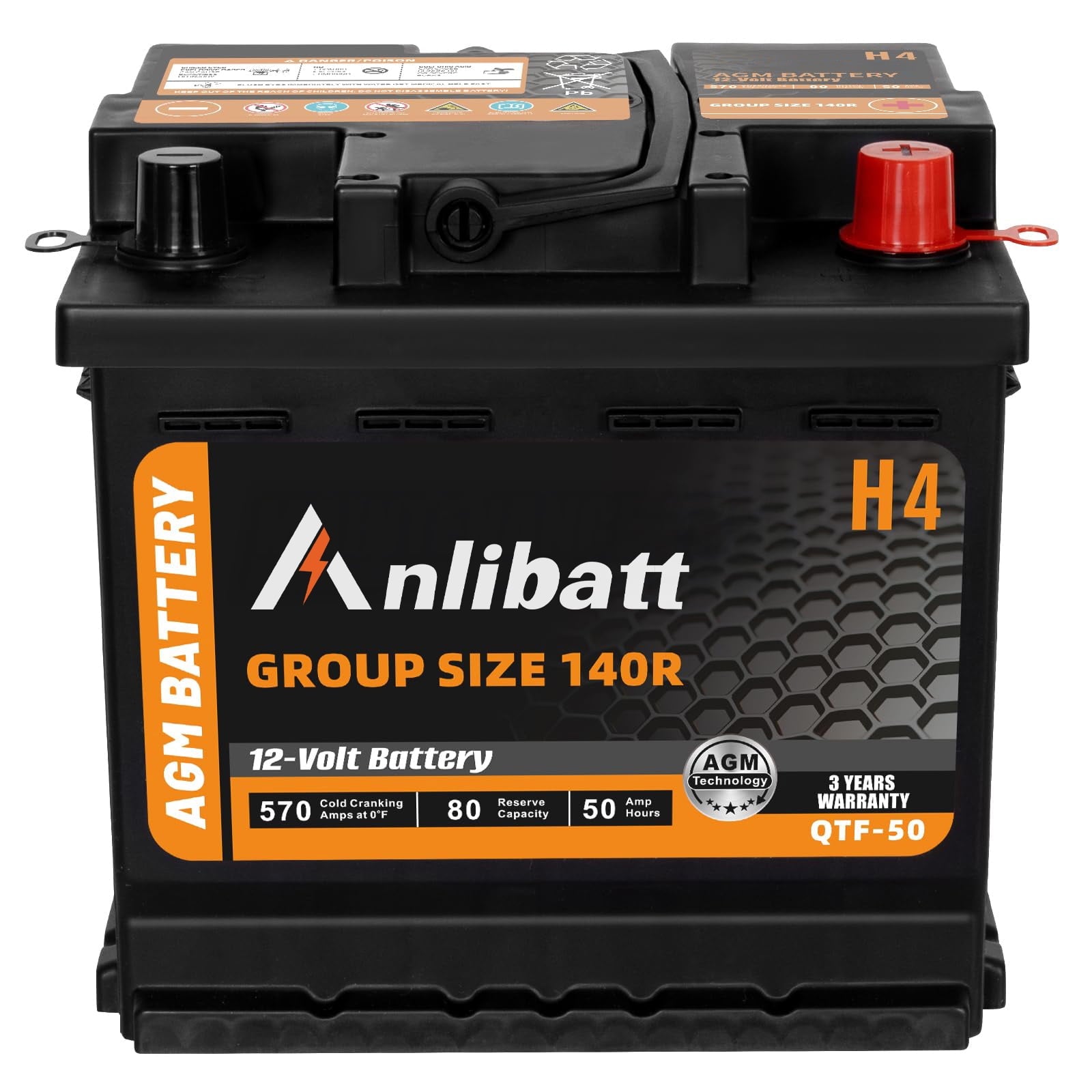 Anlibatt BCI Group 48 Battery, AGM 12 Volt Rechargeable Automotive Batteries for Car, H6 760CCA 70Ah 120RC, Maintenance Free