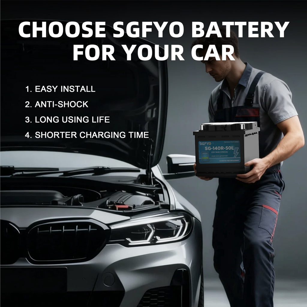 SGFYO Group Size 35 Car Battery,12V 55Ah 650CCA 88RC,AGM Maintenance Free Start Stop Automotive Replacement Battery