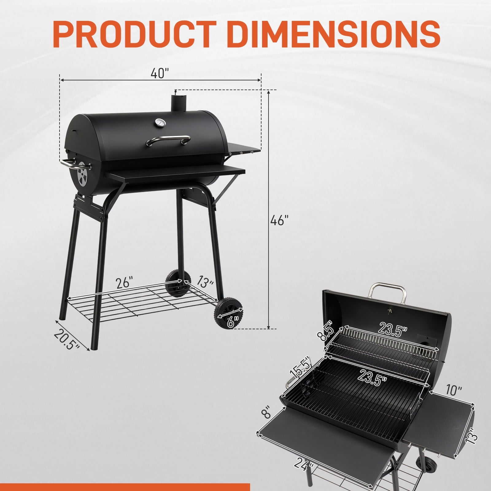 Zimtown BBQ Charcoal Grill Outdoor Barbecue Pit with Offset Smoker for Outdoor Cooking