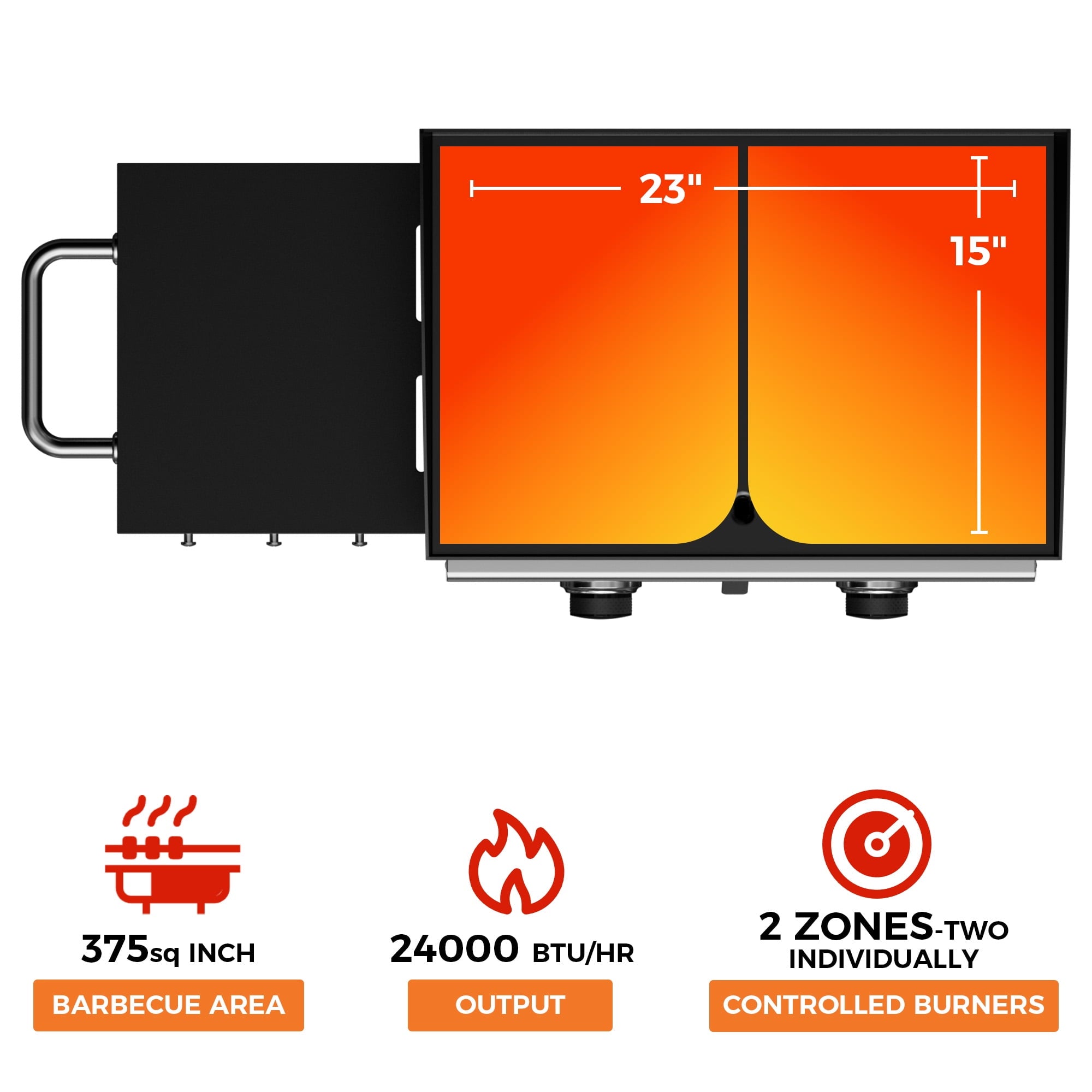 Master Cook 2-Burners Propane Griddle, Flat Top Gas Grill Griddle with Side Shelves for Outdoor BBQ, Camping