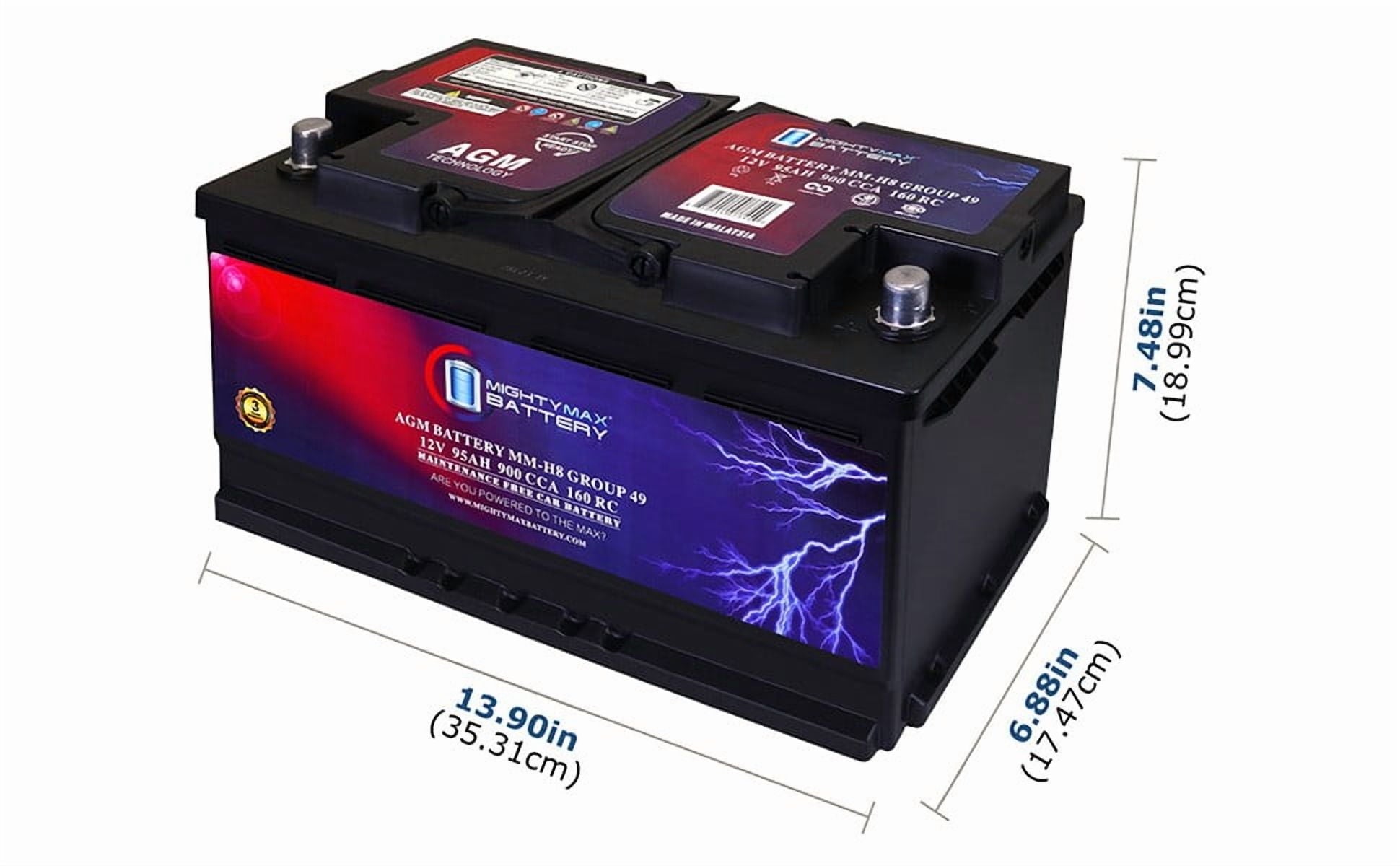 MM-H5 Start and Stop Car BCI Group Size 47 12V 60 AH, 100RC, 680 CCA Rechargeable AGM Car Battery