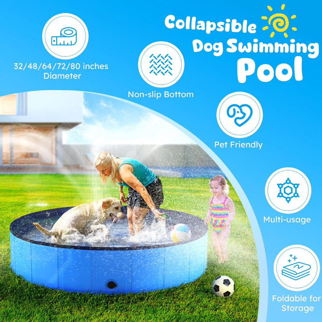Niubya 47'' x 12'' Foldable Dog Swimming Pool, Small swimming pool，Portable Bath Tub for Pets Indoor and Outdoor(Gray)