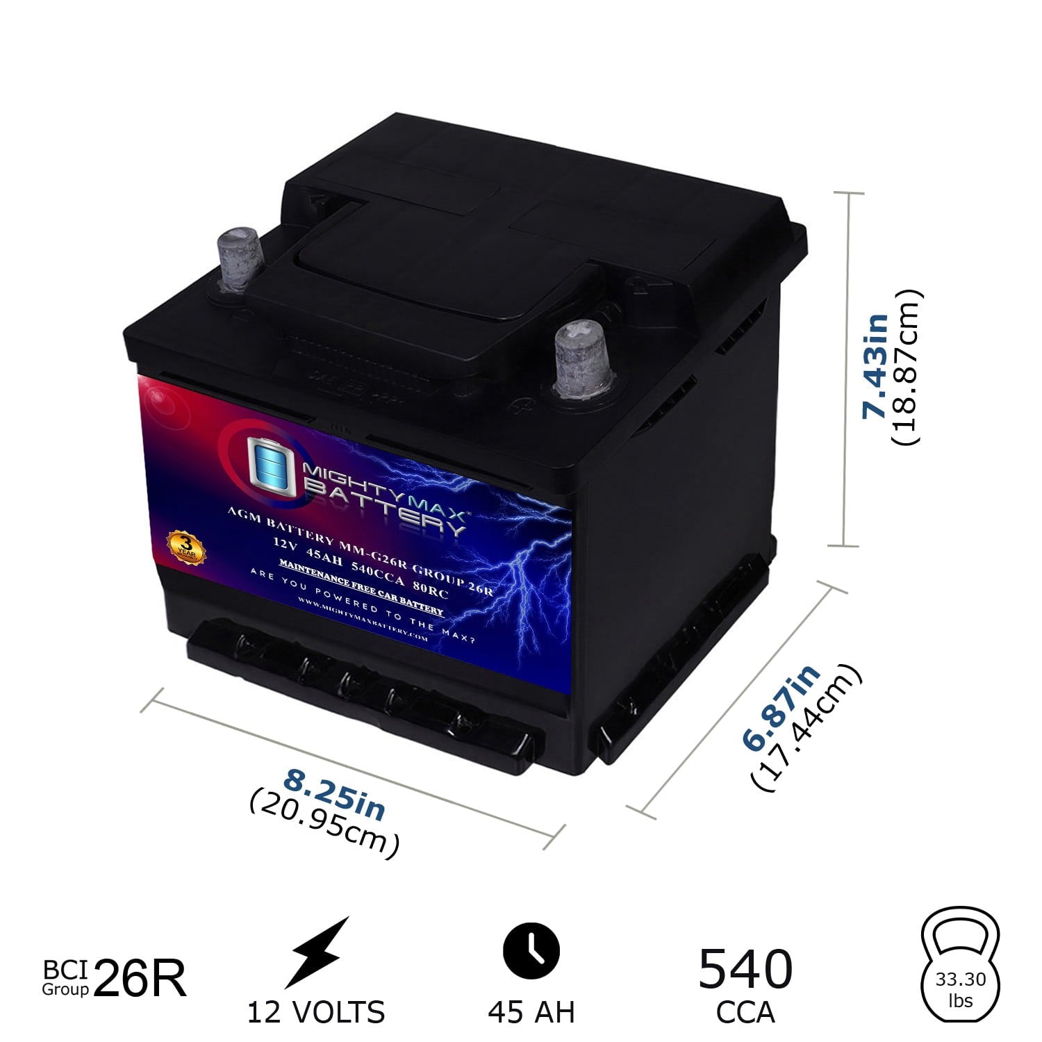 MM-H5 Start and Stop Car BCI Group Size 47 12V 60 AH, 100RC, 680 CCA Rechargeable AGM Car Battery