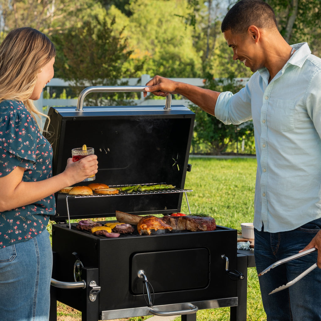 Expert Grill Charcoal Grill, 24 Inch Heavy Duty Charcoal Grill with Wheels, Black