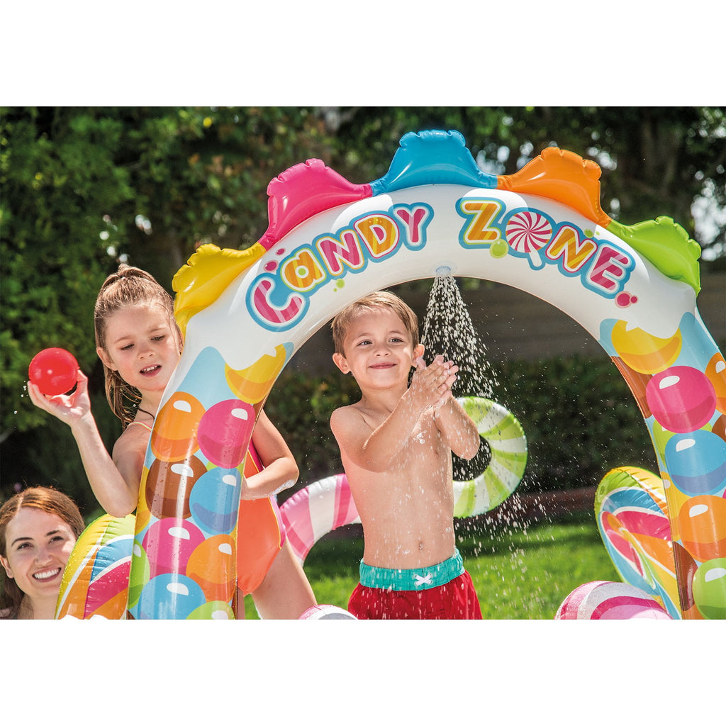 Intex Kids Inflatable Candy Zone Swim Play Center Kids Splash Pool w/ Waterslide