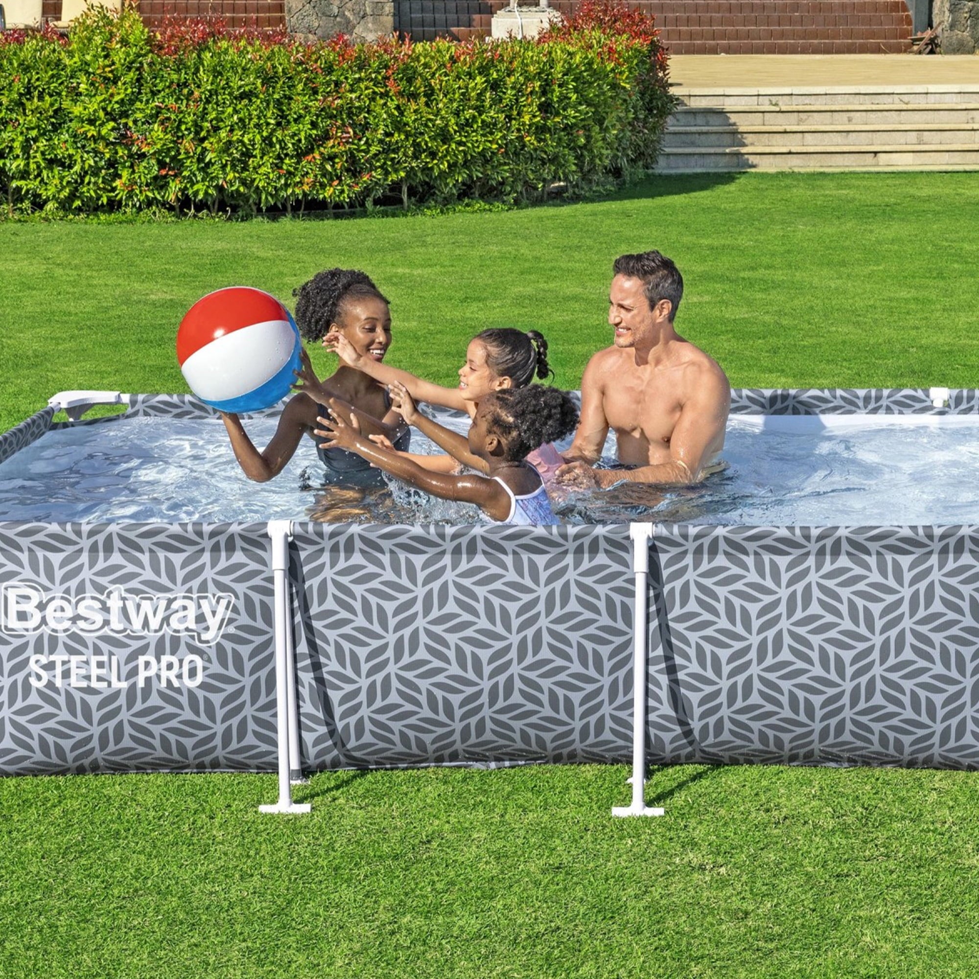 Bestway Steel Pro Rectangle Above Ground Pool Set, 12' x 6'7 x 26