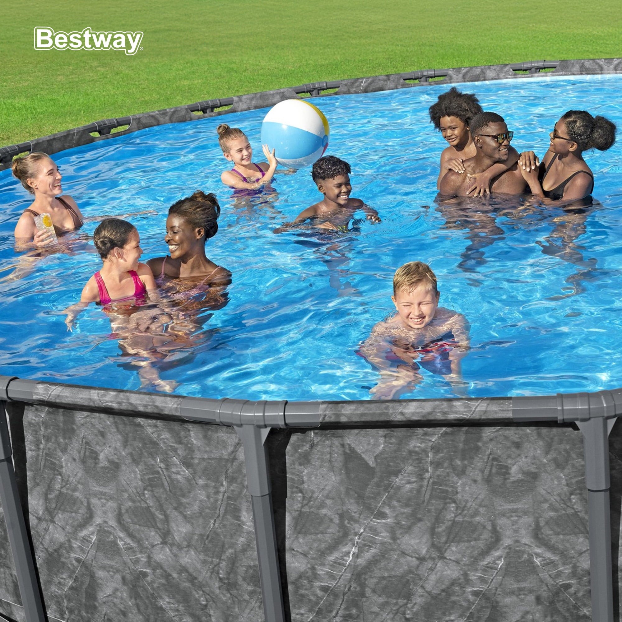 Bestway APX 365 18'x52 Metal Frame Above Ground Pool w/ Sand Filter Pump, Ladder & Cover
