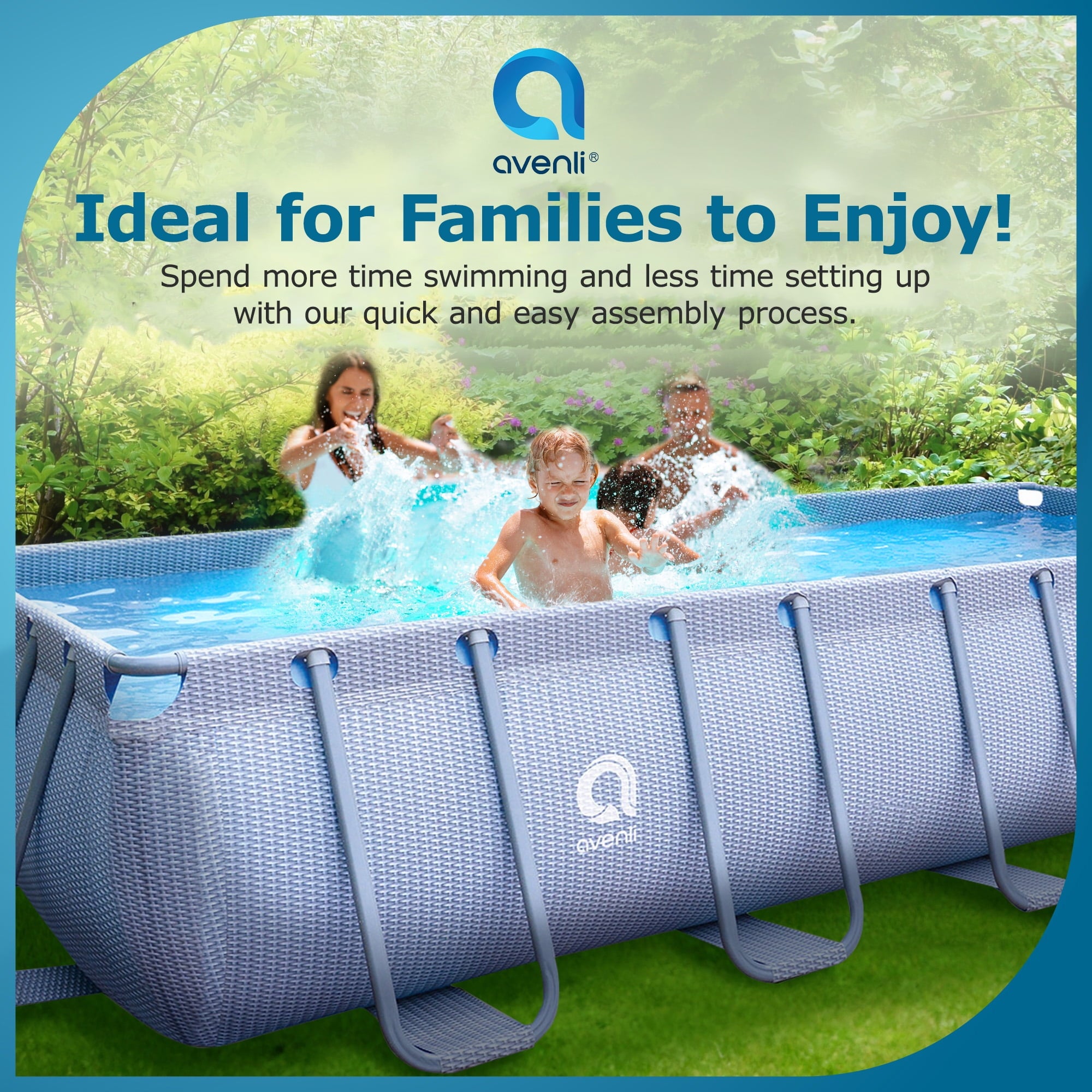 jLeisure Avenli 18 Foot x 39.5 Inch Rectangle Above Ground Swimming Pool
