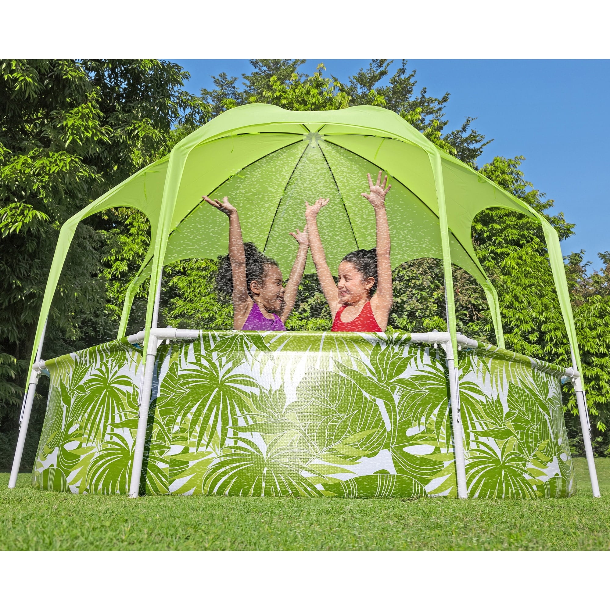 H2OGO!Splash-In-Shade Play Pool - 8' x 20 - 446 , UV Safe Shade Cover With Water Mister, Kids Pool