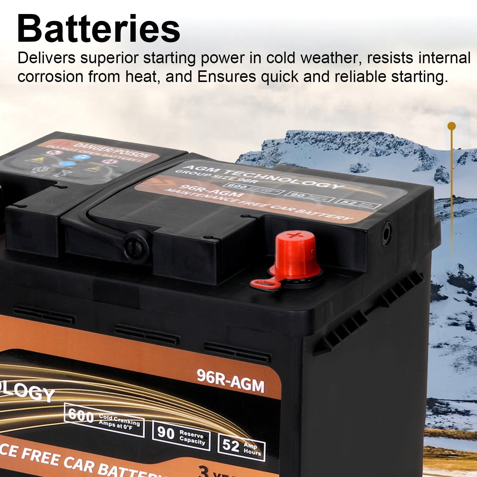 Anlibatt Car AGM Battery Group Size 48 H6 Start Stop Battery 12V 70Ah 760CCA Maintenance Free Rechargeable