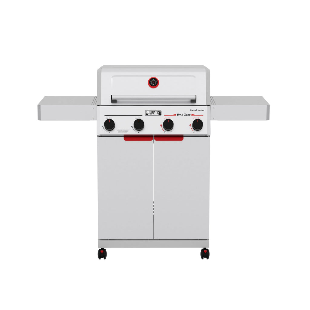 Monument Grills 4 Burner Propane Gas Grill ,Stainless Steel Outdoor Patio Barbecue Grill with Folding Shelves and Flip Rack, Mesa II 410BZ