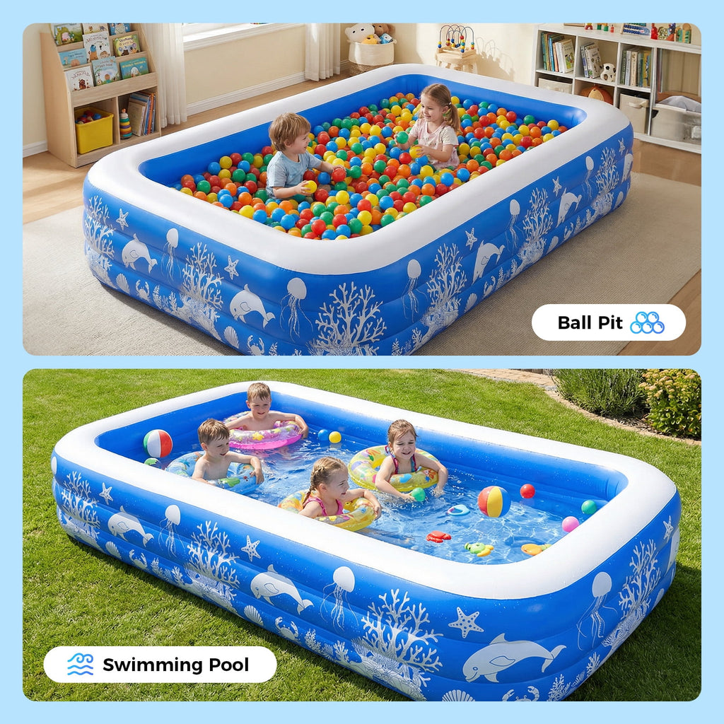 Inflatable Pool, 120 X 67 X 22 Family Swimming Pool, Oversized Thickened Kiddie Pool for Outdoor, Garden, Backyard, Blue