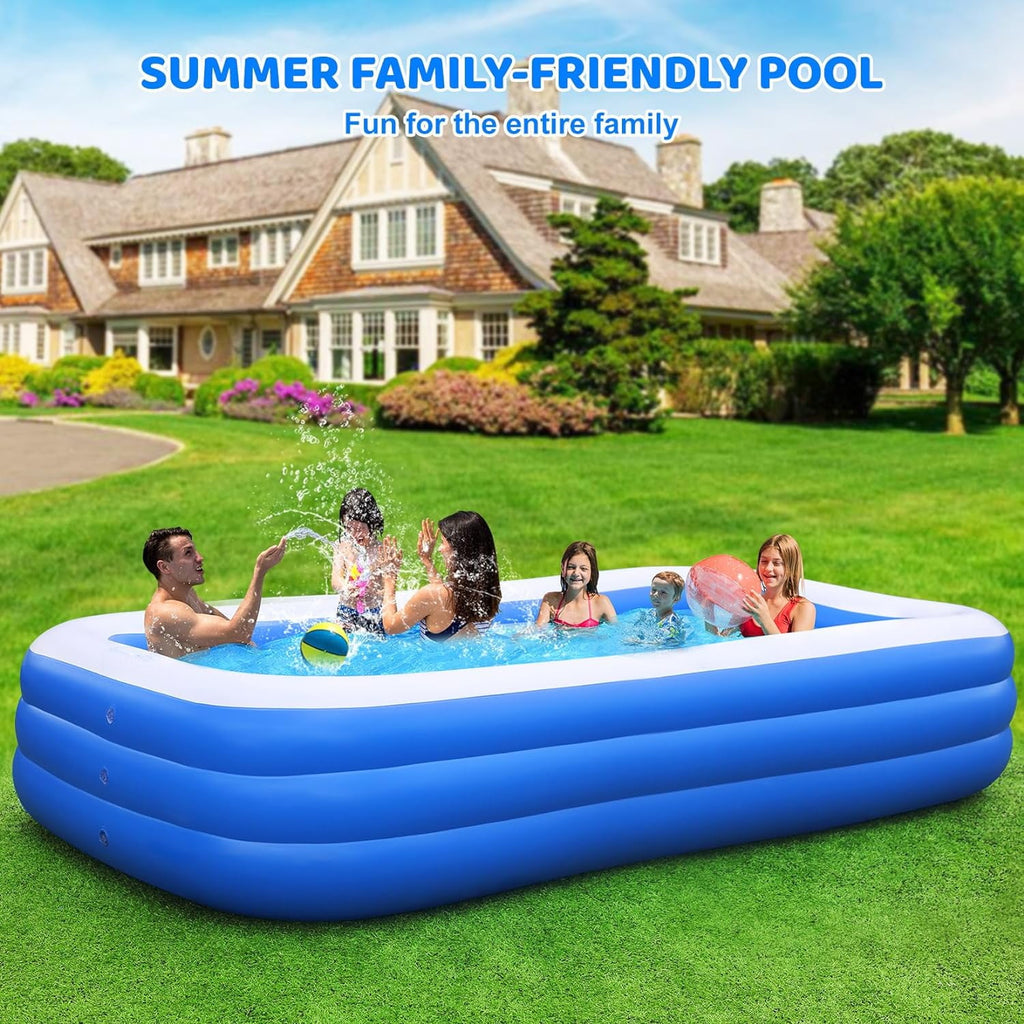 Inflatable Swimming Pool with Pump, Cuopluber 120 x 72 x 22 Large Inflatable Pool for Adults and Kids, Thickened Blow Up Pools for Outdoor, Garden, Backyard, Summer Water Party