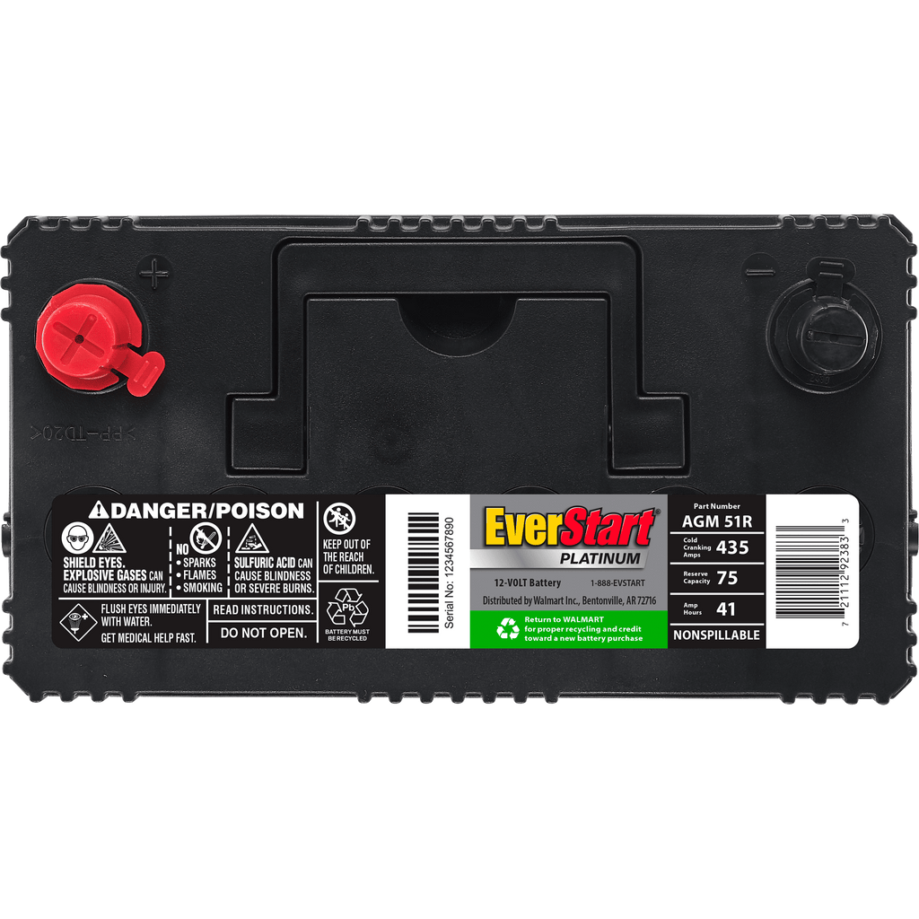 EverStart Platinum BOXED AGM Battery, Group Size 51R 12 Volt, 435 CCA