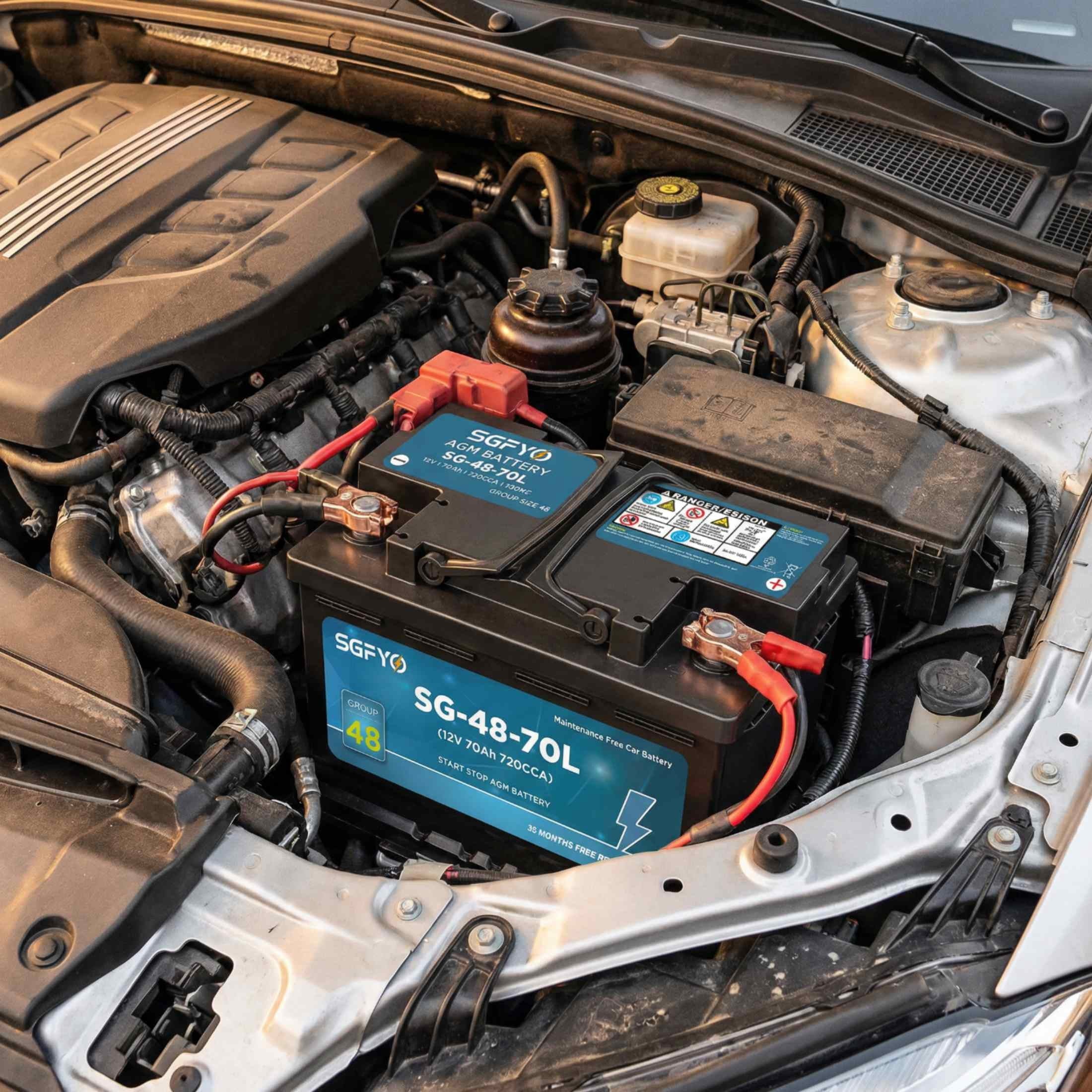 SGFYO Group Size 35 Car Battery,12V 55Ah 650CCA 88RC,AGM Maintenance Free Start Stop Automotive Replacement Battery