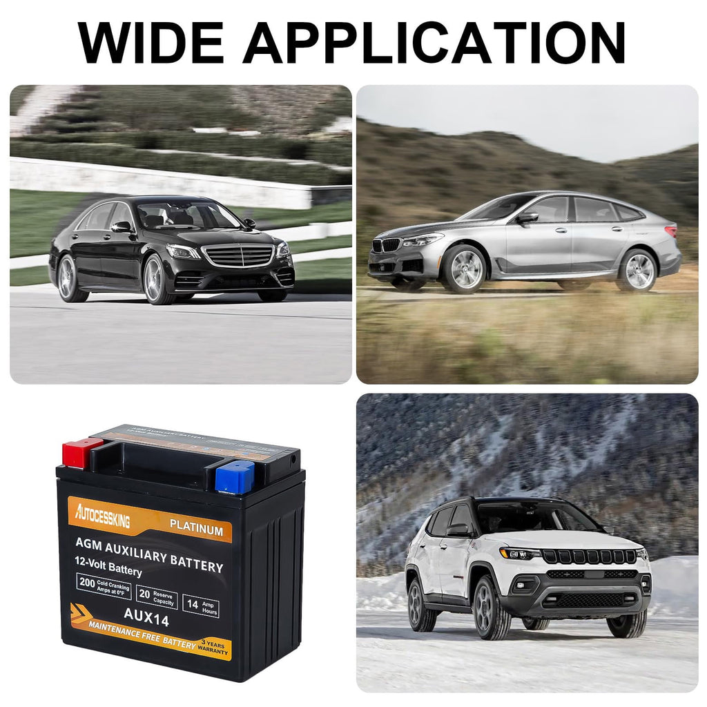 Autocessking Platinum AGM Battery, Group 47 Rechargeable Automotive Batteries for Car, 12V H5 680CCA 60Ah 100RC