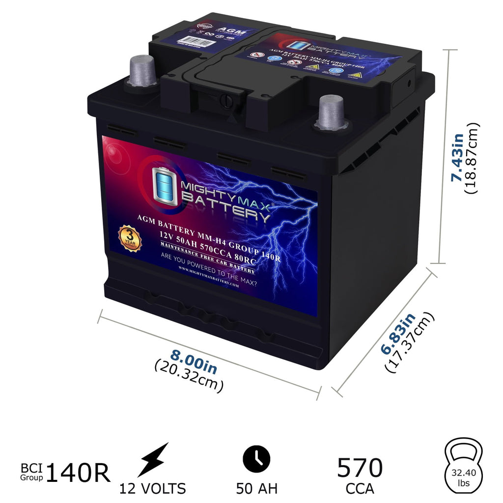 MM-H5 Start and Stop Car BCI Group Size 47 12V 60 AH, 100RC, 680 CCA Rechargeable AGM Car Battery