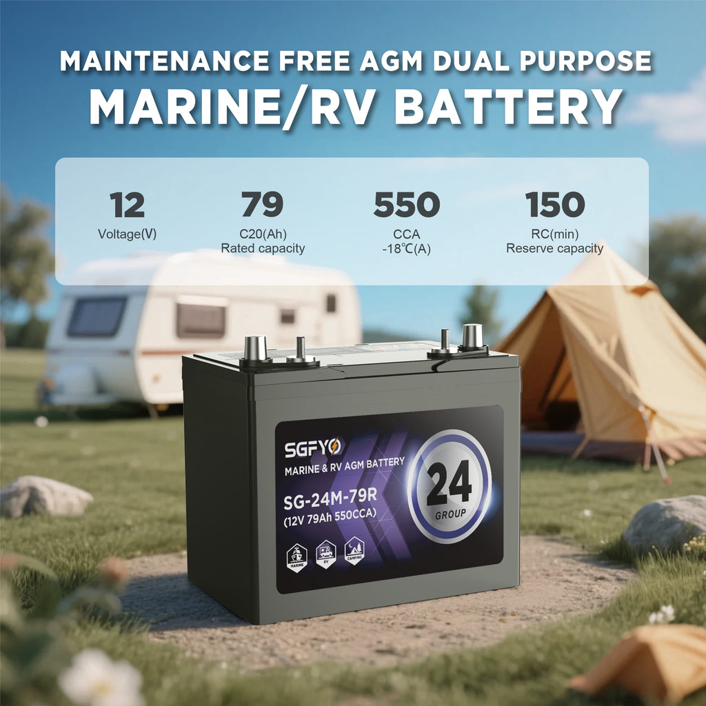 SGFYO Group Size 27M Dual Purpose Marine Battery,12V 92Ah 800CCA 175RC AGM Starter and Deep Cycle RV & Boat Batteries