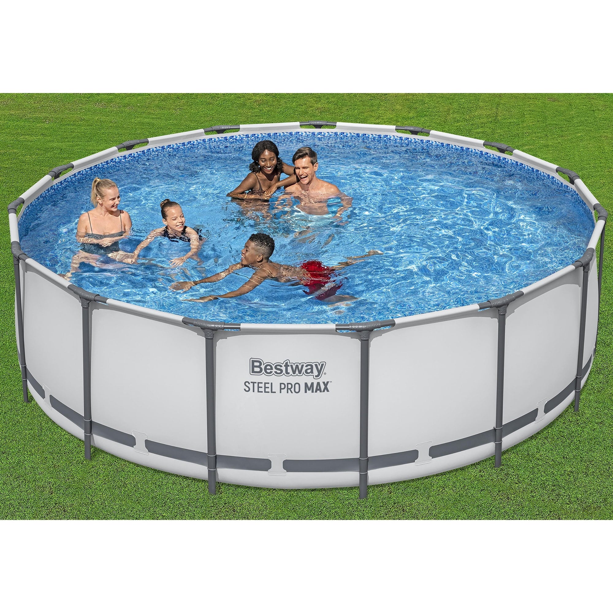 Bestway Steel Pro MAX 15' x 48 Prismatic Stone Pool Set| Durable Construction, Easy Assembly, and All-Inclusive Accessories - above ground pool set with filter pump, ladder, and pool cover