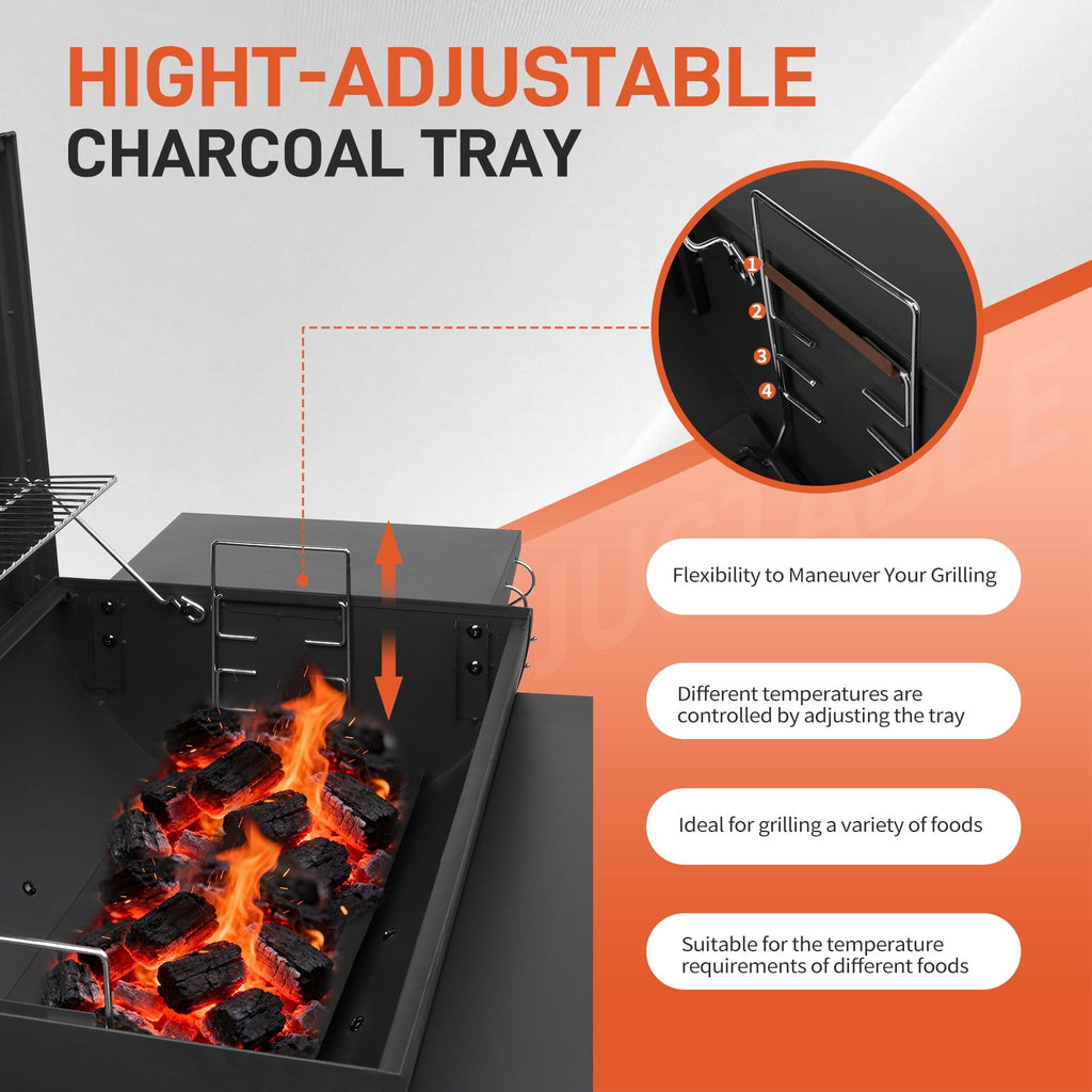 Zimtown BBQ Charcoal Grill Outdoor Barbecue Pit with Offset Smoker for Outdoor Cooking
