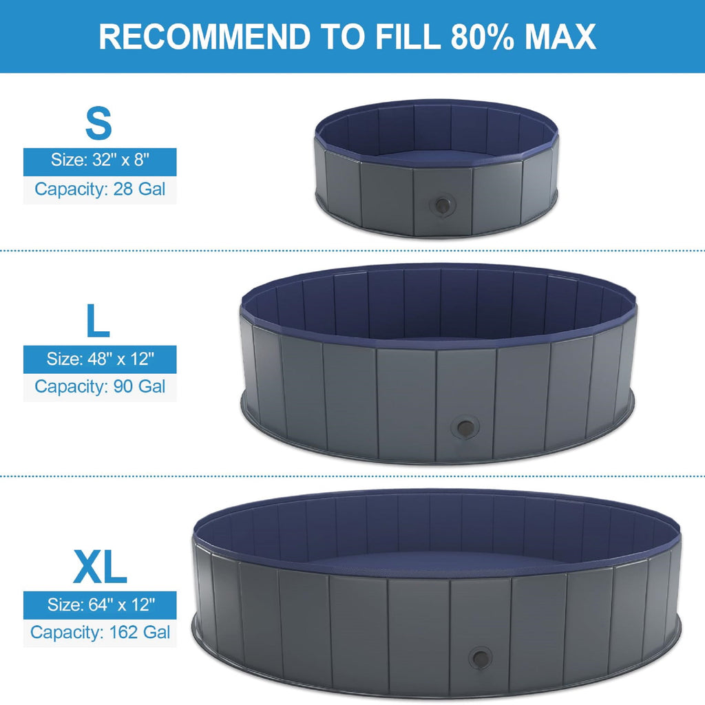 Niubya 47'' x 12'' Foldable Dog Swimming Pool, Small swimming pool，Portable Bath Tub for Pets Indoor and Outdoor(Gray)