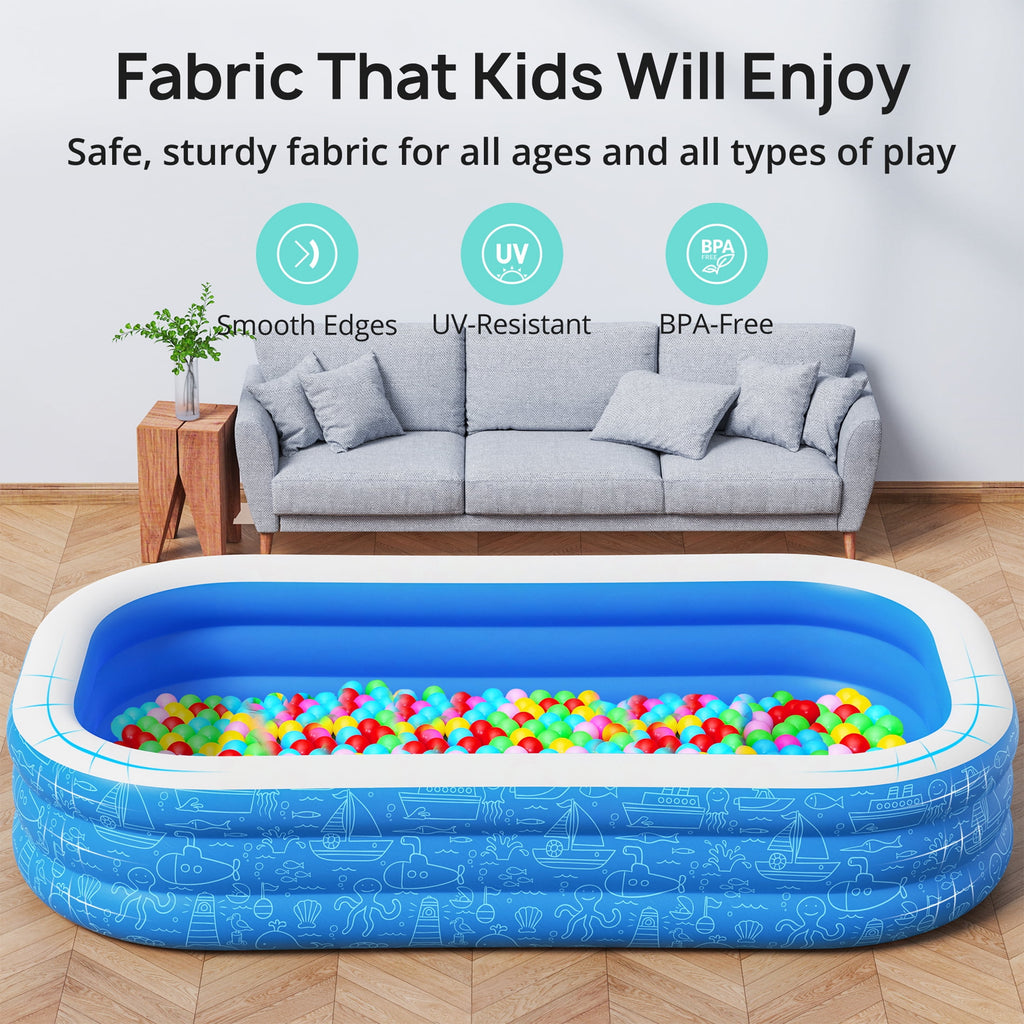 Inflatable Pool for Kids and Adults, 120 X 72 X 22 Oversized Thickened Family Swimming Pool for Toddlers, Outdoor, Garden, Backyard, Summer Water Party