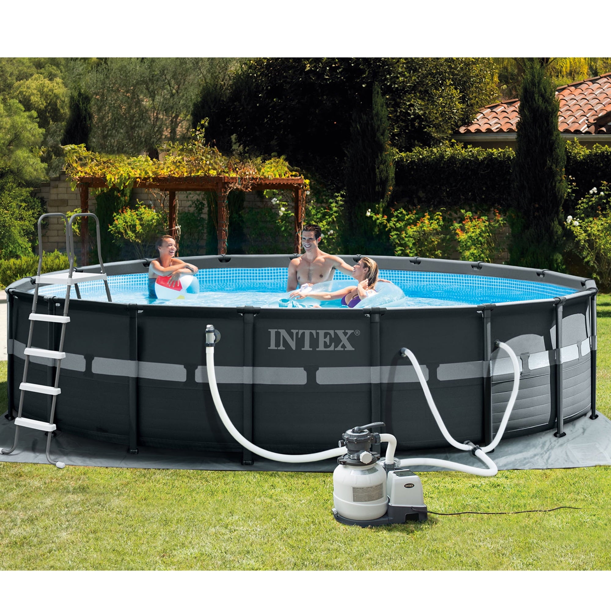 INTEX 18ft x 52in Ultra XTR Above Ground Swimming Pool, Sand Filter Pump, & Automatic Vacuum Cleaner