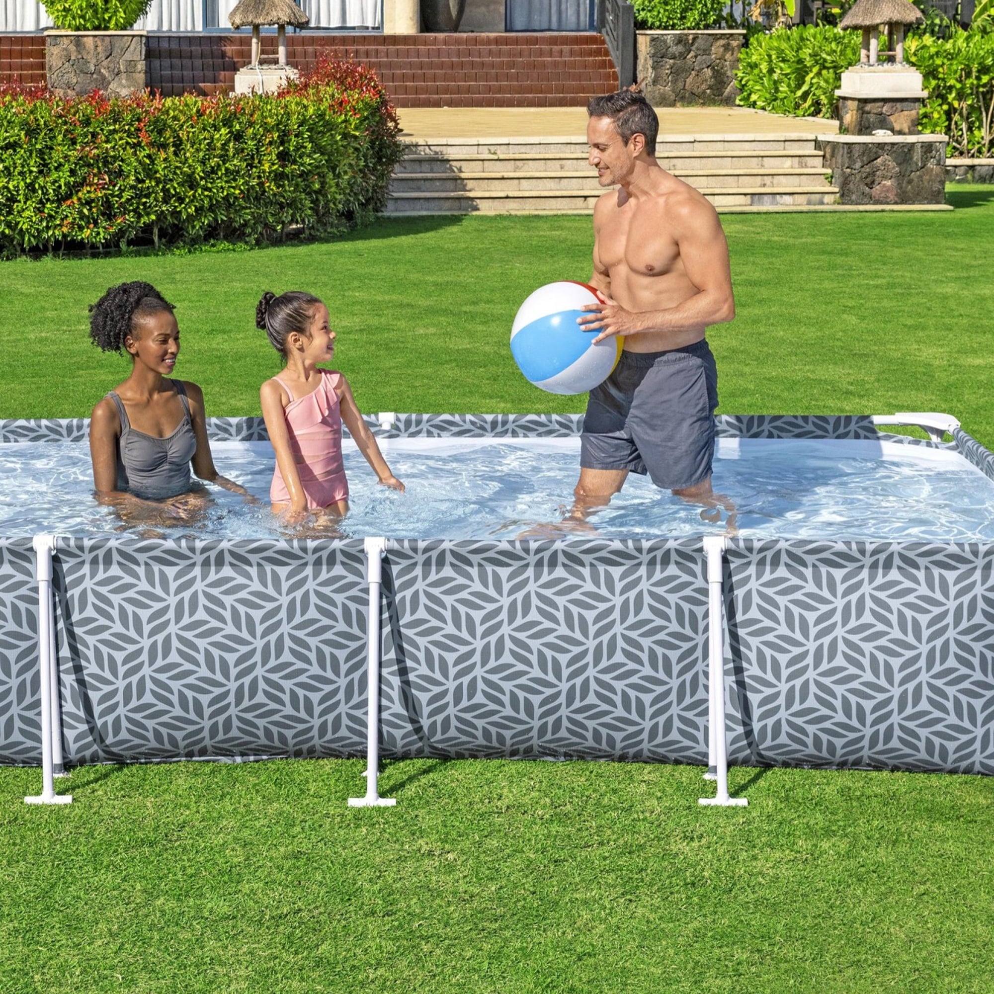 Bestway Steel Pro Rectangle Above Ground Pool Set, 12' x 6'7 x 26