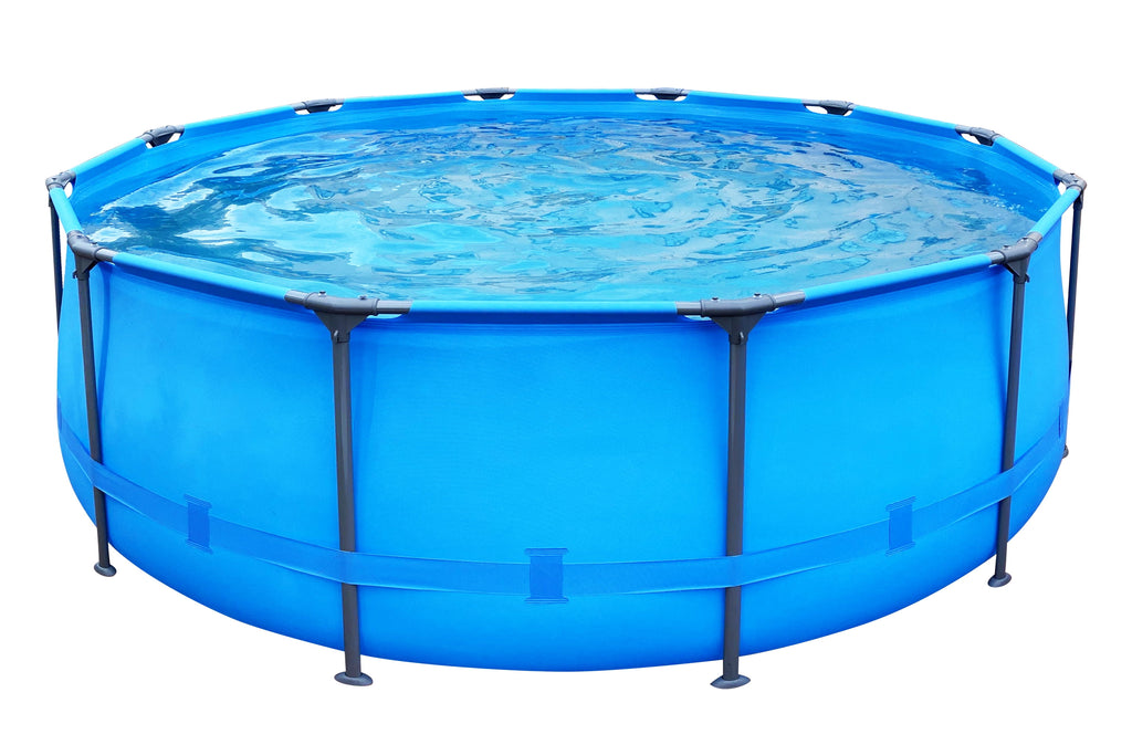 Avenli 12’ x 30 Round Blue Metal-Walled Above-Ground Swimming Pool with Filter