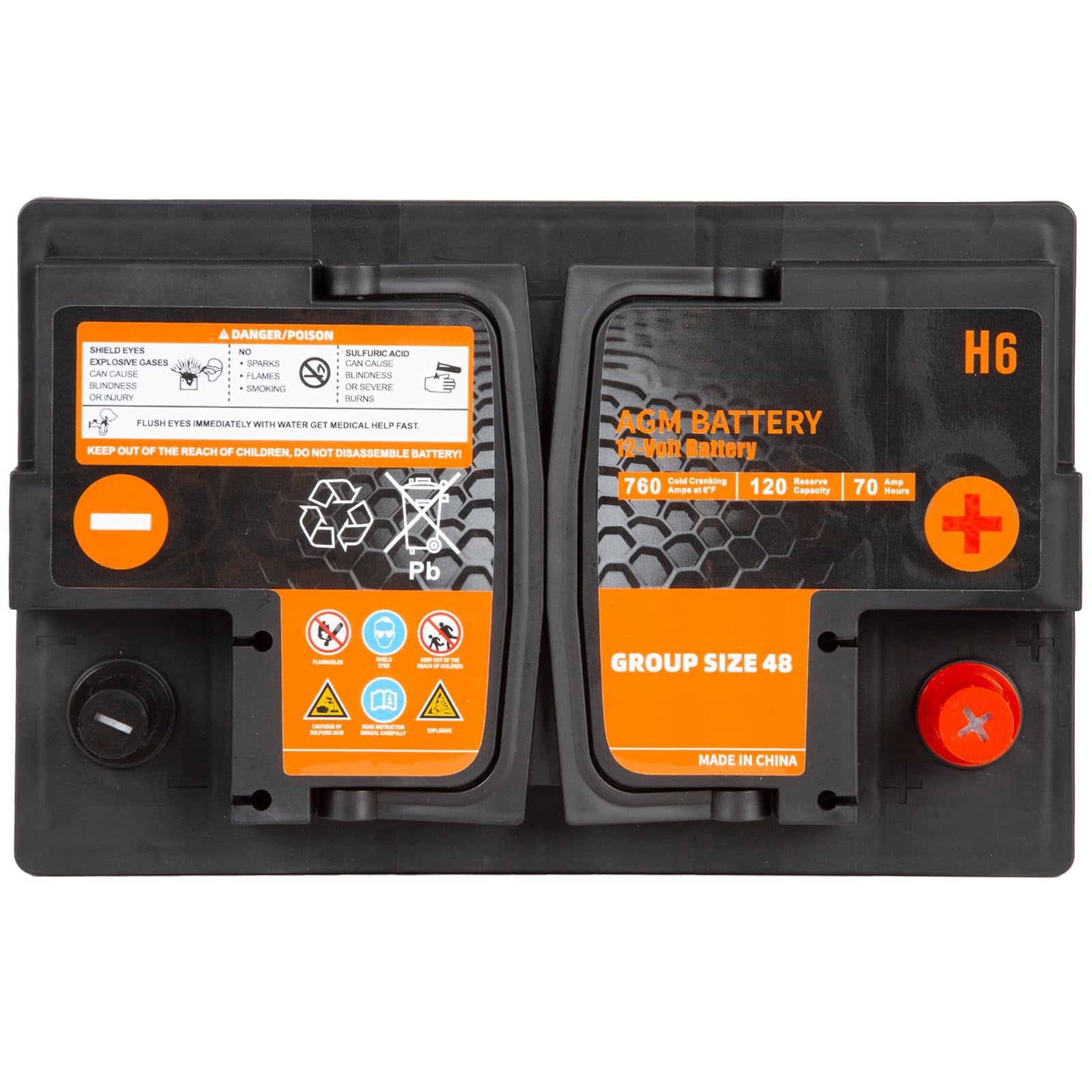 Anlibatt BCI Group 48 Battery, AGM 12 Volt Rechargeable Automotive Batteries for Car, H6 760CCA 70Ah 120RC, Maintenance Free