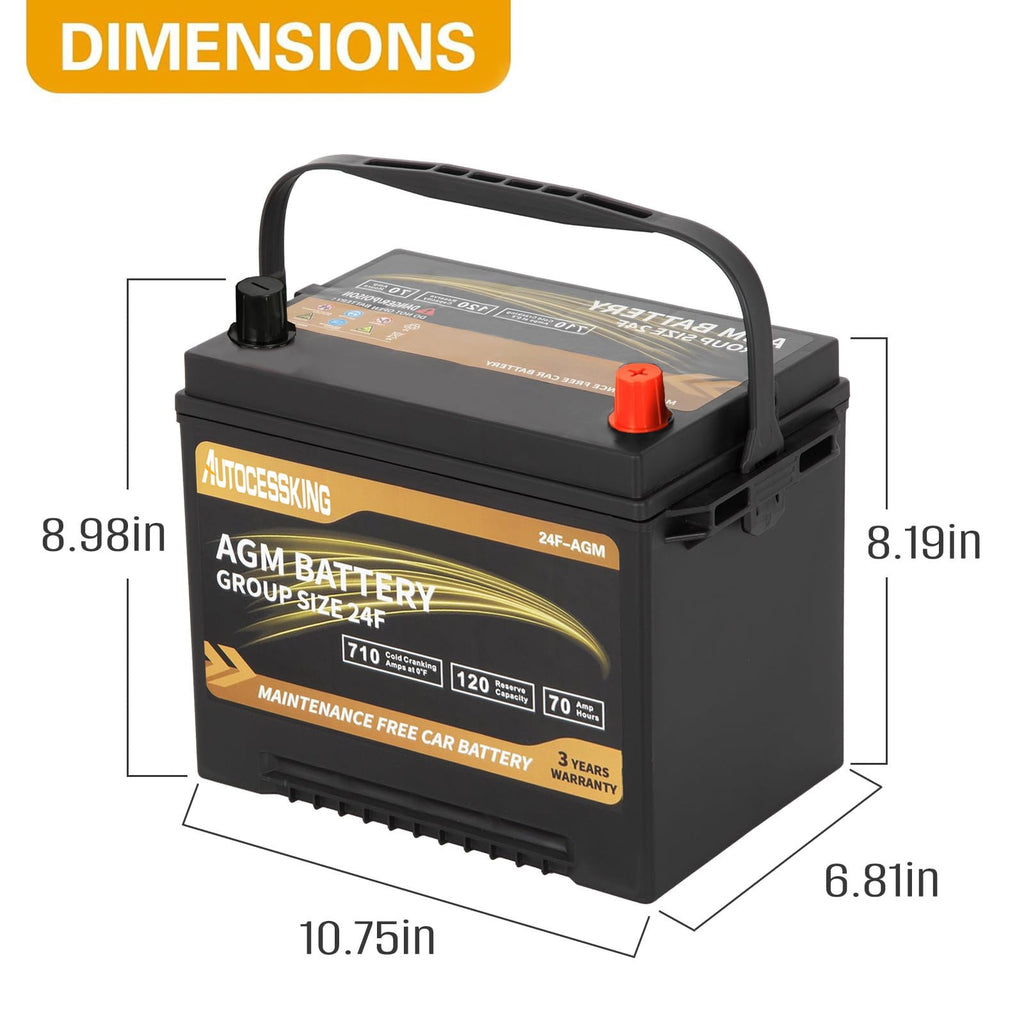 Autocessking Platinum AGM Battery, Group 47 Rechargeable Automotive Batteries for Car, 12V H5 680CCA 60Ah 100RC