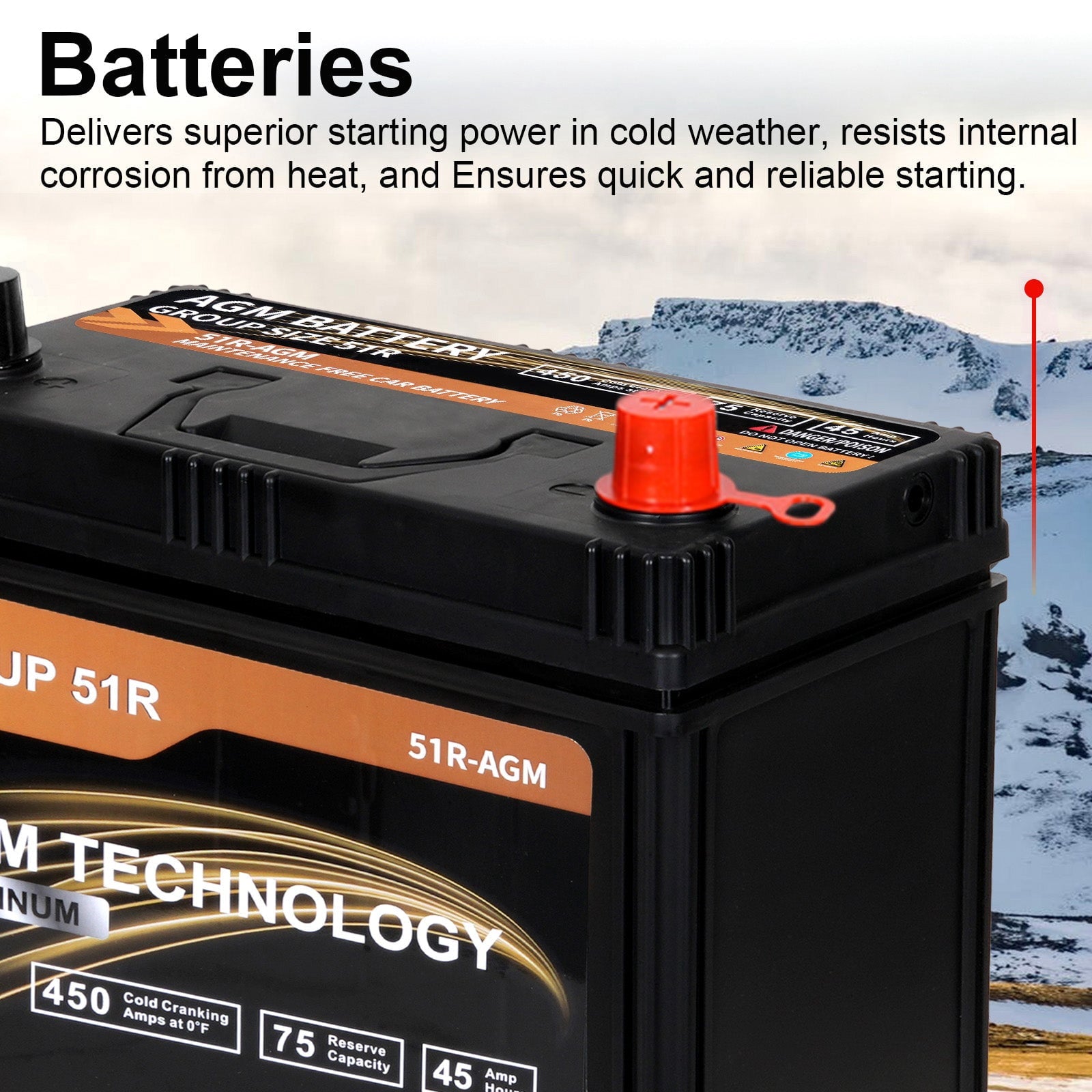 Anlibatt Car AGM Battery Group Size 48 H6 Start Stop Battery 12V 70Ah 760CCA Maintenance Free Rechargeable