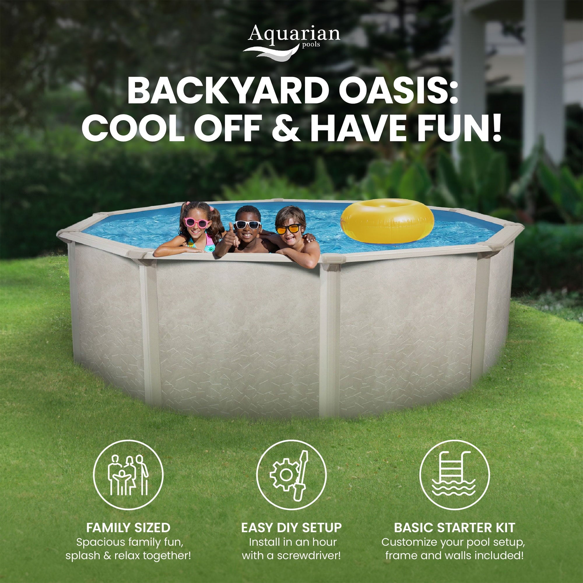 Aquarian Phoenix 18' x 52 Steel Frame DIY Family Size Above Ground Pool