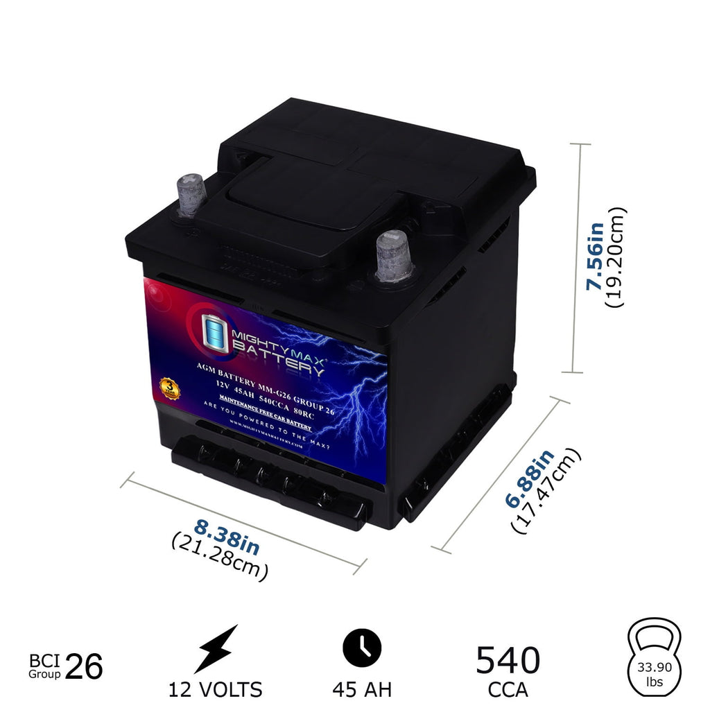 MM-H5 Start and Stop Car BCI Group Size 47 12V 60 AH, 100RC, 680 CCA Rechargeable AGM Car Battery