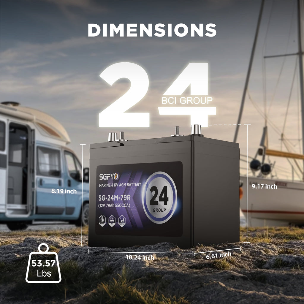 SGFYO Group Size 27M Dual Purpose Marine Battery,12V 92Ah 800CCA 175RC AGM Starter and Deep Cycle RV & Boat Batteries