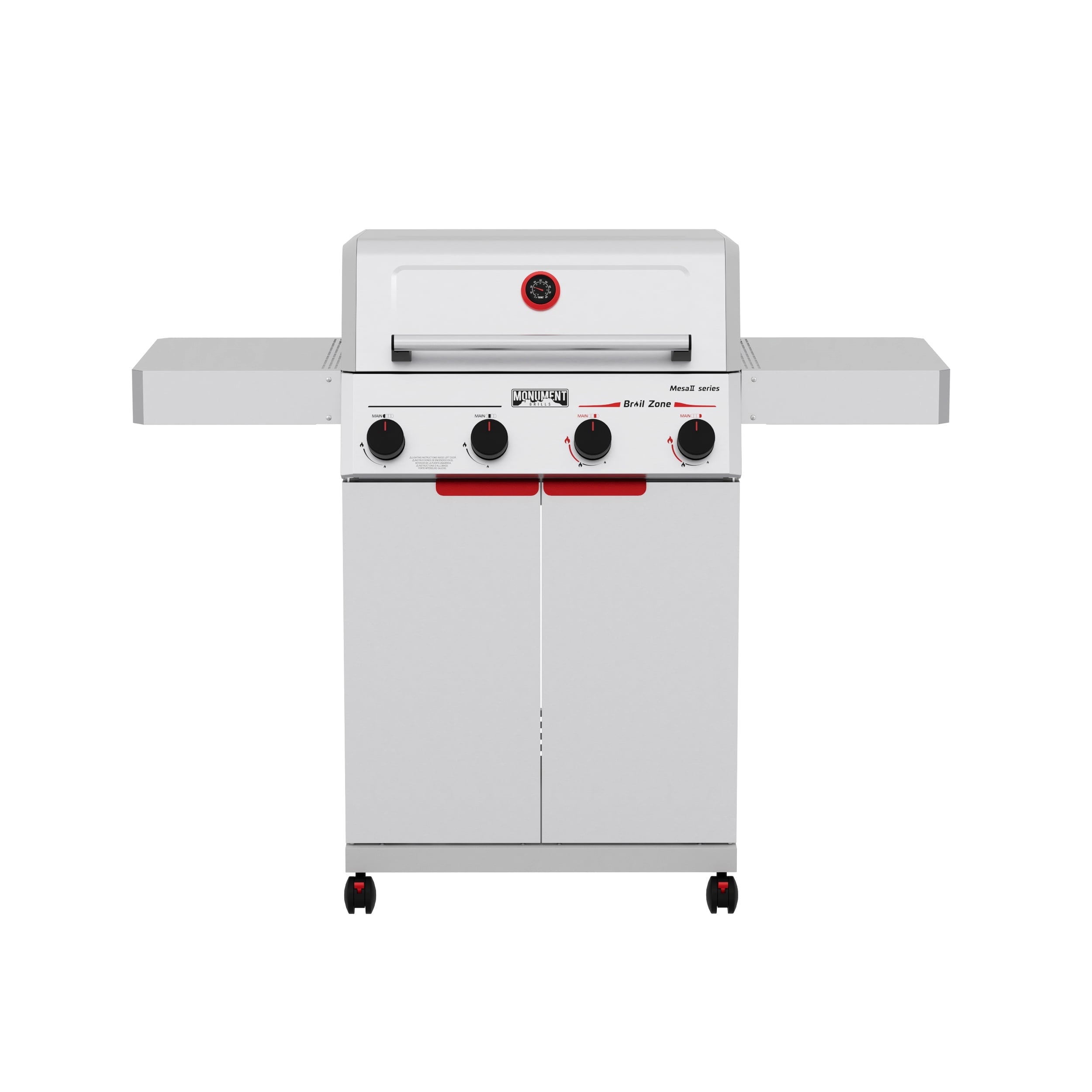 Monument Grills 4 Burner Propane Gas Grill ,Stainless Steel Outdoor Patio Barbecue Grill with Folding Shelves and Flip Rack, Mesa II 410BZ