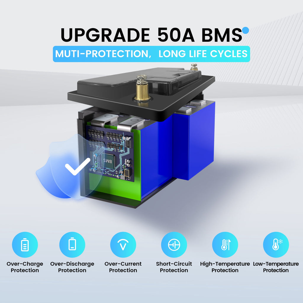 12v 50ah LiFePO4 Battery with 100A BMS Lithium Iron Phosphate Battery for Home Energy Storage Boat Marine Camping