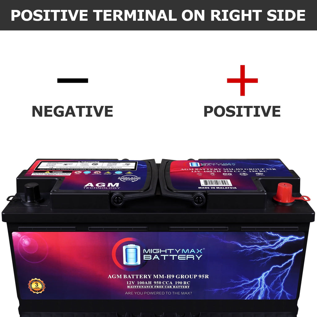 MM-H5 Start and Stop Car BCI Group Size 47 12V 60 AH, 100RC, 680 CCA Rechargeable AGM Car Battery