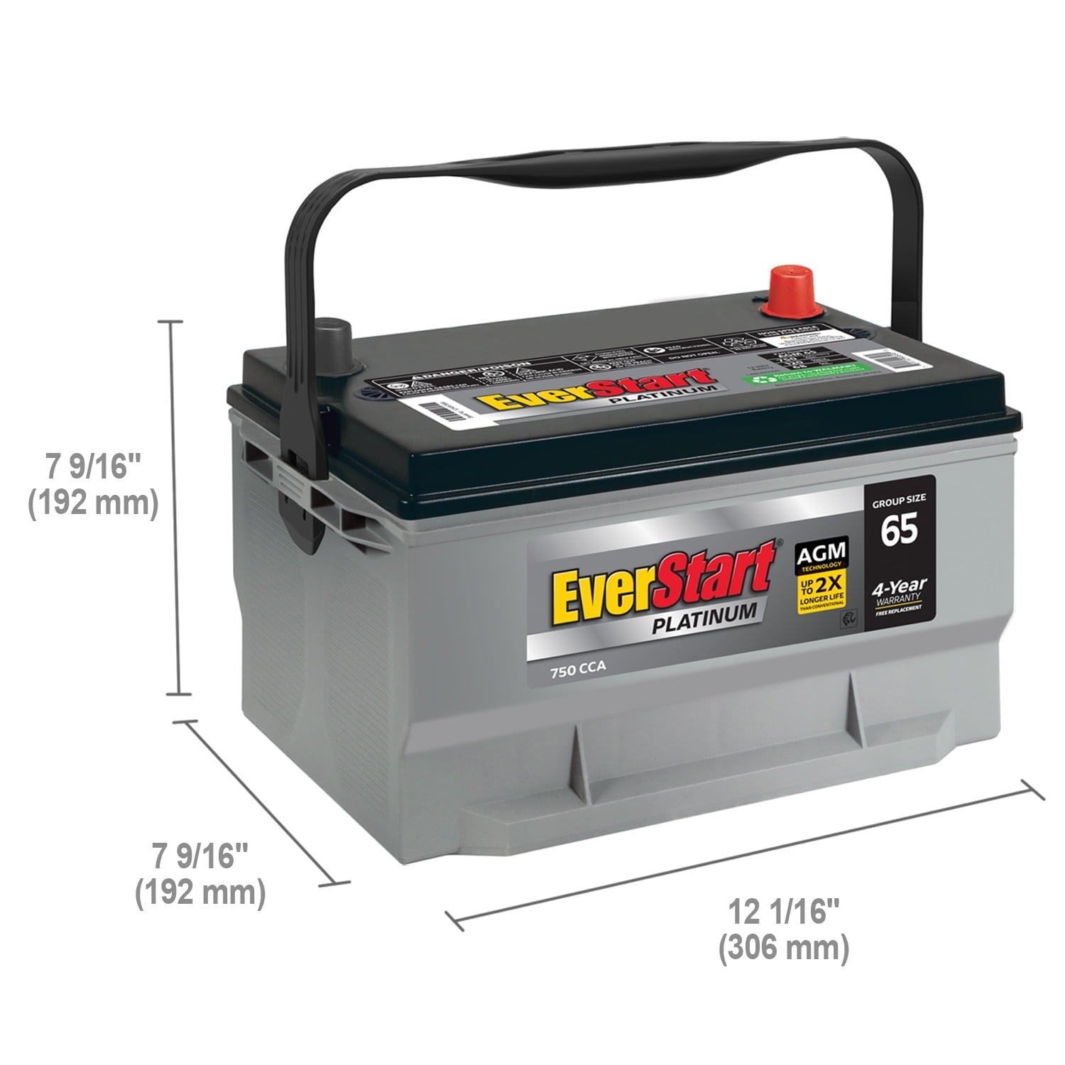 EverStart Platinum AGM Battery, Group Size 65