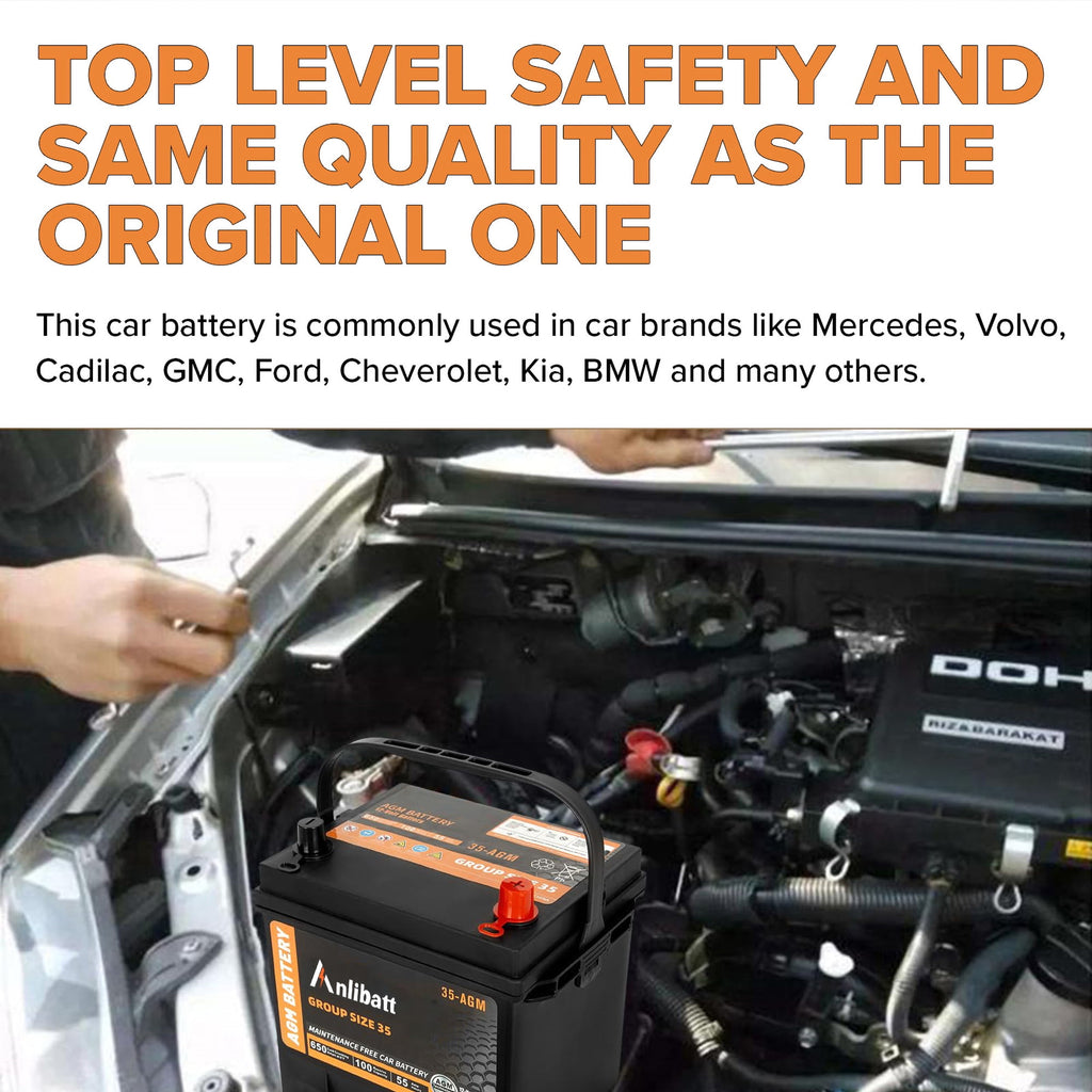 Anlibatt BCI Group 48 Battery, AGM 12 Volt Rechargeable Automotive Batteries for Car, H6 760CCA 70Ah 120RC, Maintenance Free