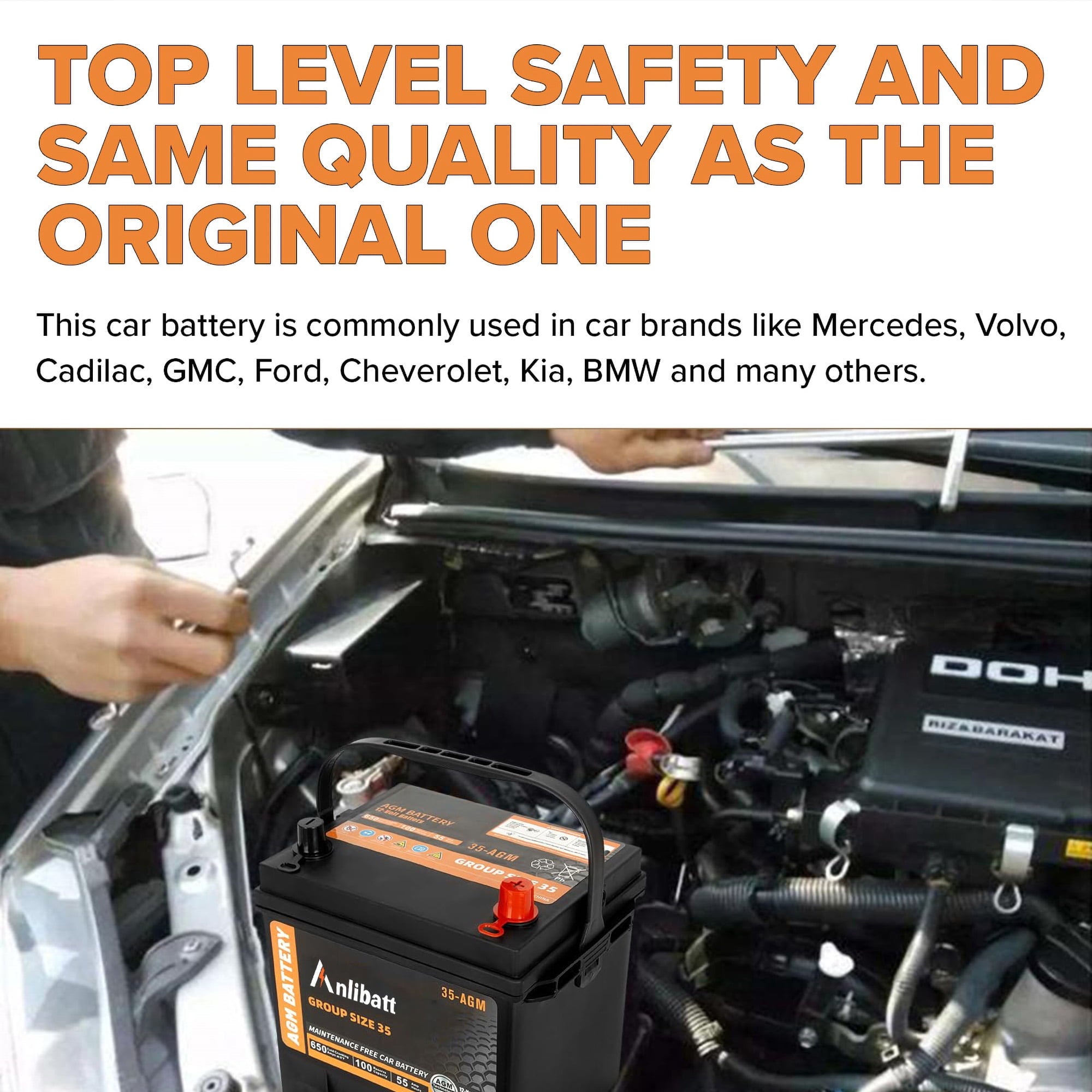 Anlibatt BCI Group 48 Battery, AGM 12 Volt Rechargeable Automotive Batteries for Car, H6 760CCA 70Ah 120RC, Maintenance Free