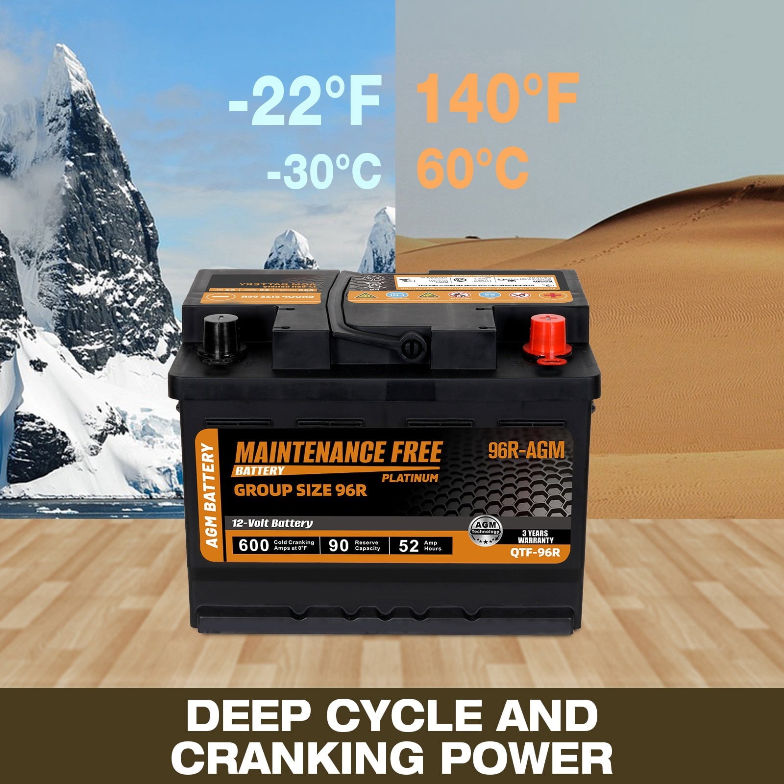 Anlibatt BCI Group 49 Battery, AGM 12 Volt Rechargeable Automotive Batteries for Car, H8 900CCA 95Ah 160RC Maintenance Free