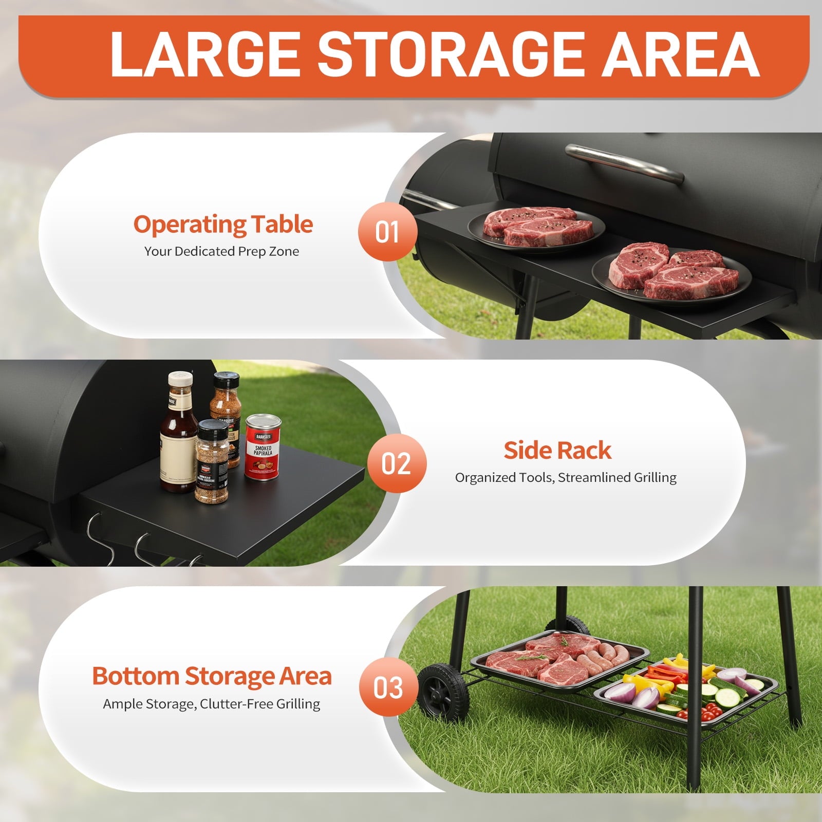 Zimtown BBQ Charcoal Grill Outdoor Barbecue Pit with Offset Smoker for Outdoor Cooking