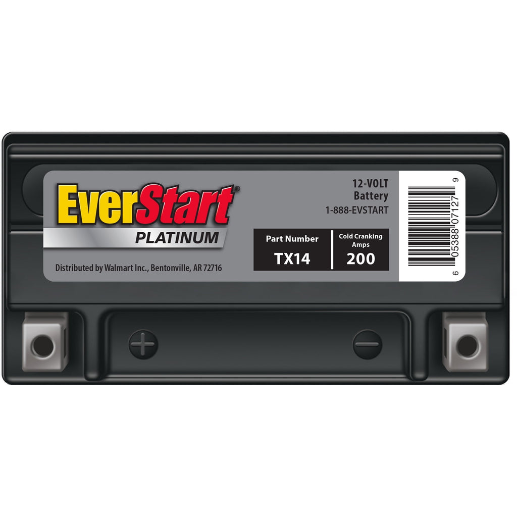 EverStart Platinum AGM Power Sport Battery, Group Size TX14 12 Volt, 200 CCA