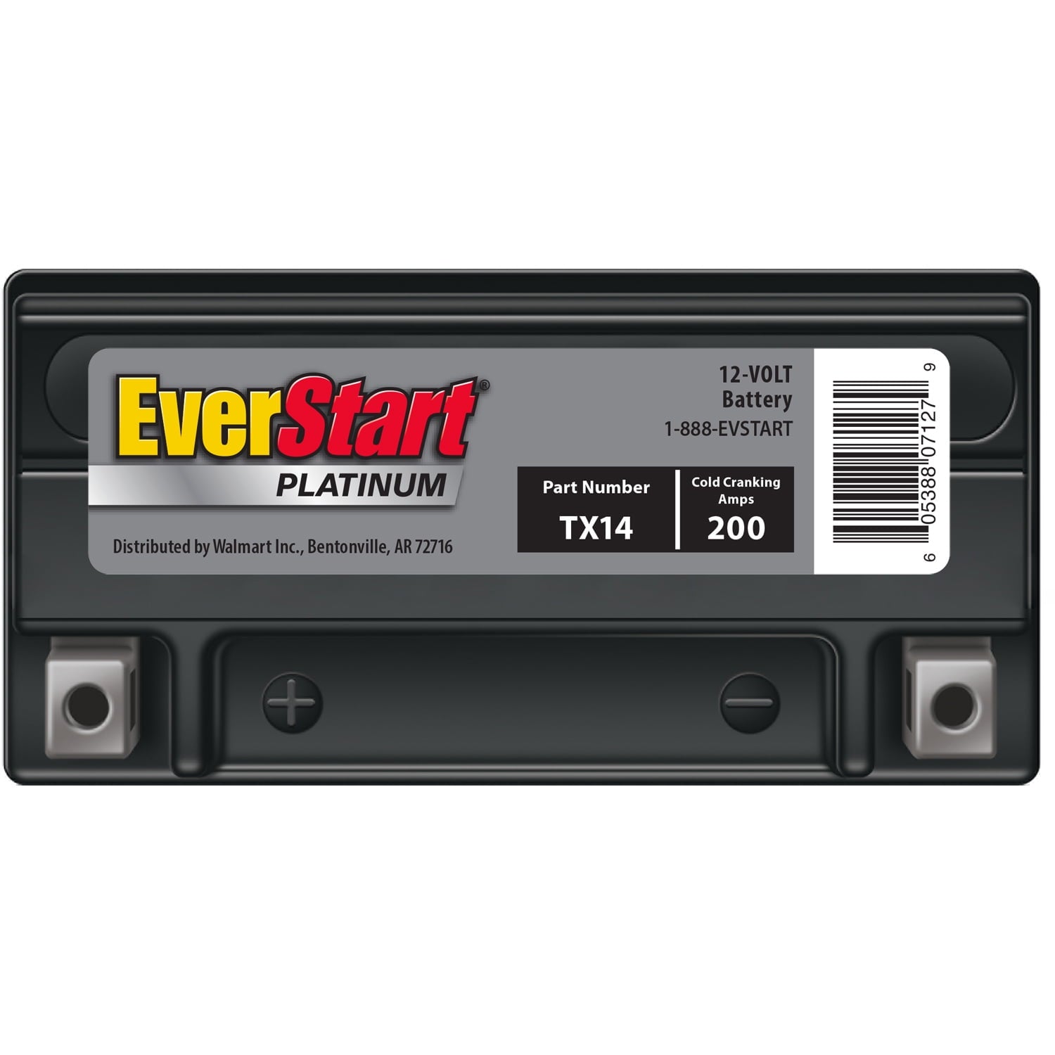 EverStart Platinum AGM Power Sport Battery, Group Size TX14 12 Volt, 200 CCA