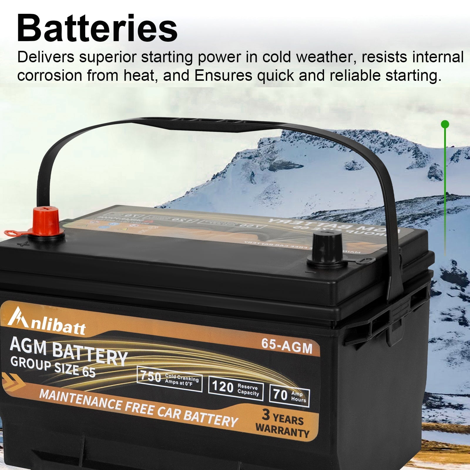 Anlibatt Car AGM Battery Group Size 48 H6 Start Stop Battery 12V 70Ah 760CCA Maintenance Free Rechargeable