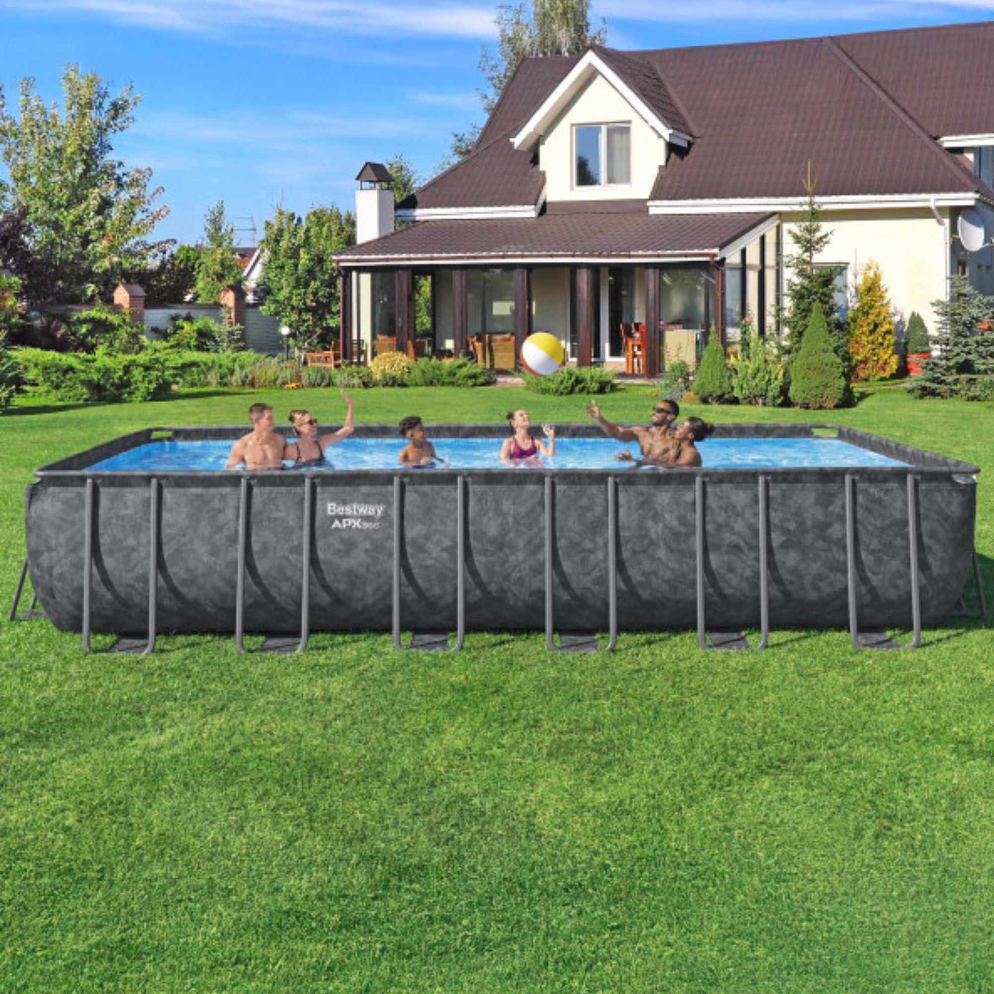Bestway APX 365 18'x9'x52 Metal Frame Above Ground Pool Set with Sand Filter Pump